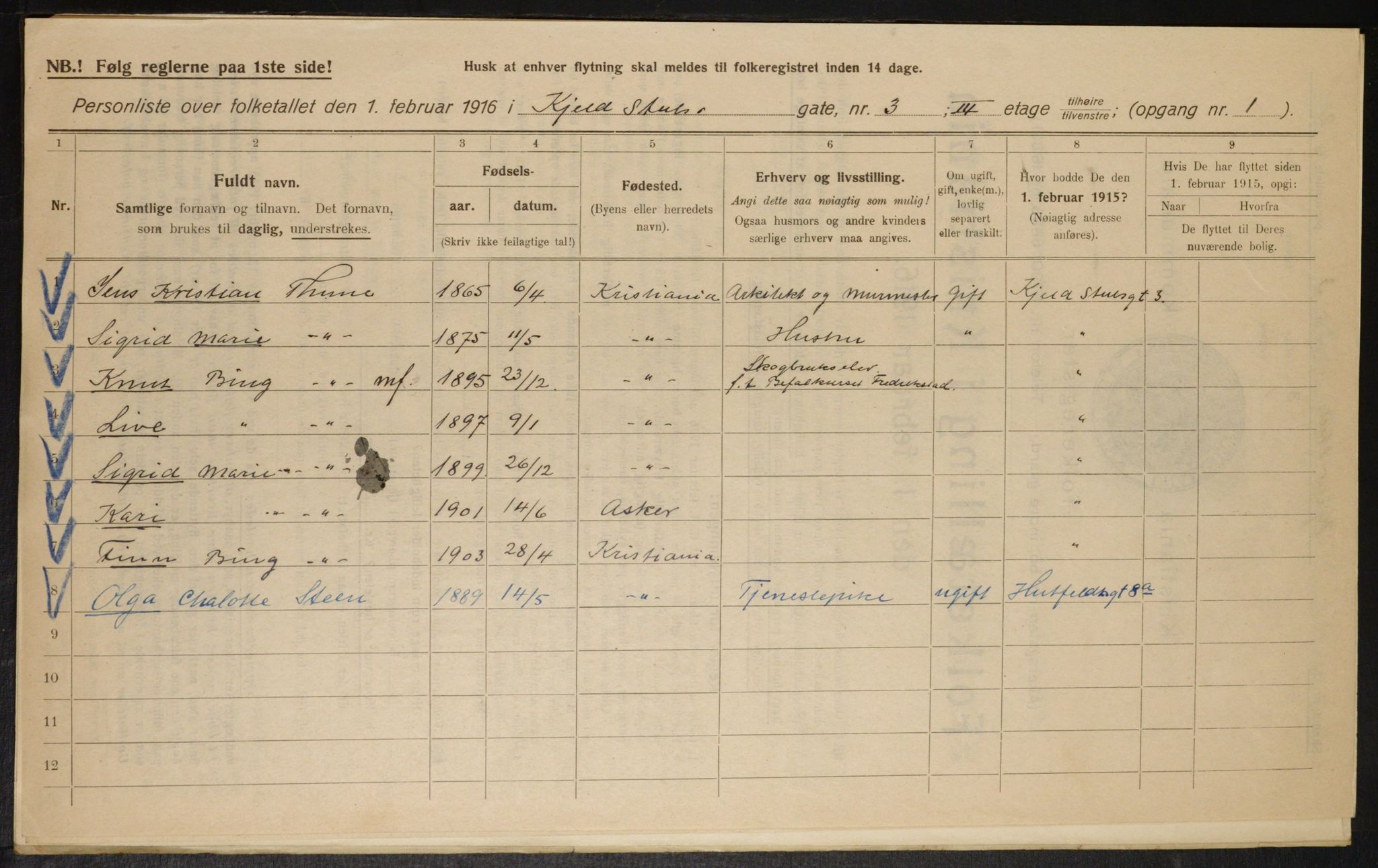 OBA, Municipal Census 1916 for Kristiania, 1916, p. 52606