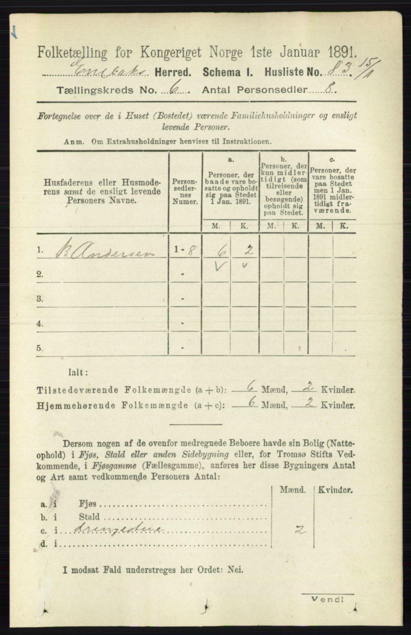 RA, 1891 census for 0229 Enebakk, 1891, p. 2878