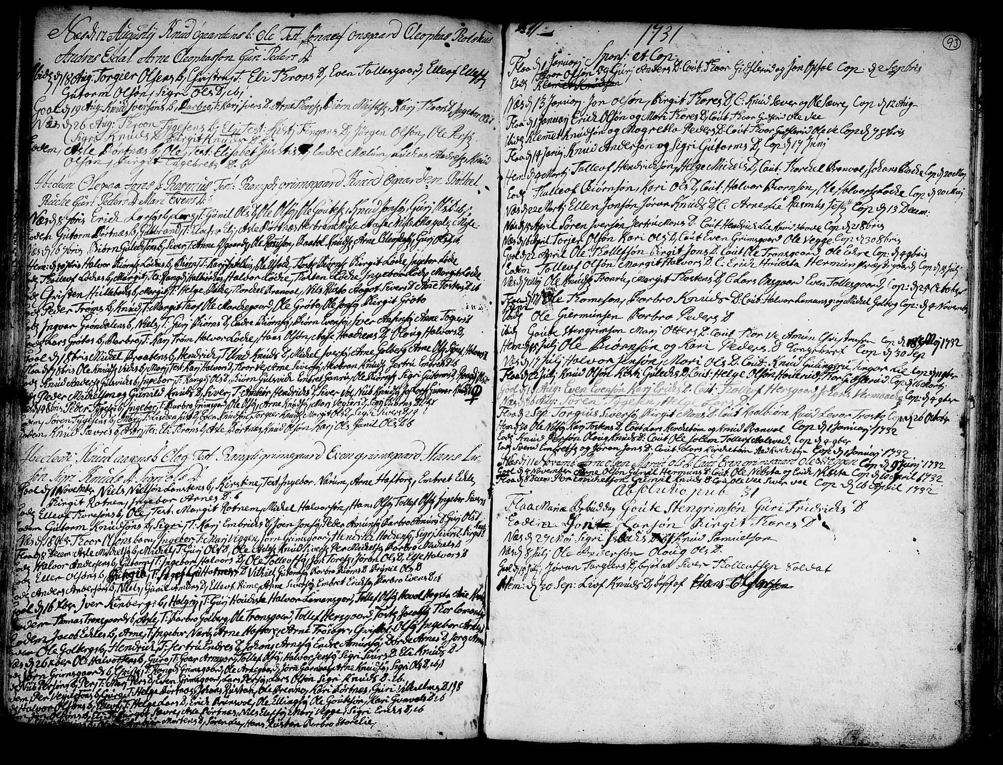 Nes kirkebøker, SAKO/A-236/F/Fa/L0002: Parish register (official) no. 2, 1707-1759, p. 93