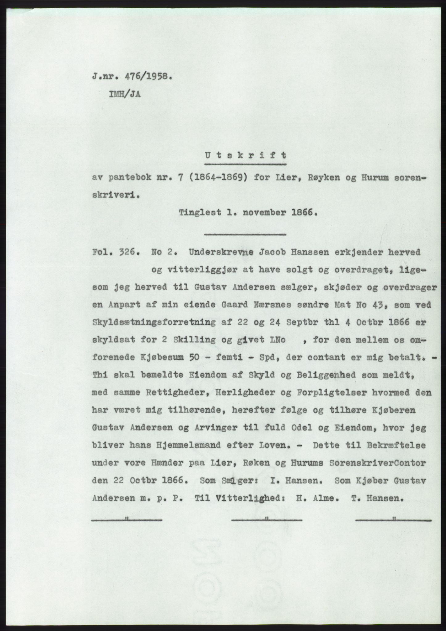 Statsarkivet i Kongsberg, SAKO/A-0001, 1958, p. 338