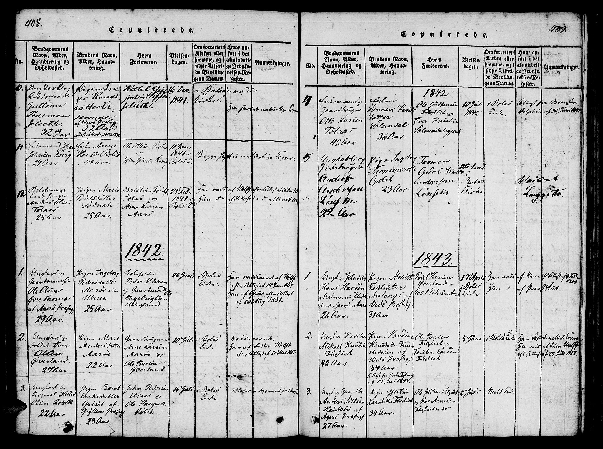 Ministerialprotokoller, klokkerbøker og fødselsregistre - Møre og Romsdal, SAT/A-1454/555/L0652: Parish register (official) no. 555A03, 1817-1843, p. 408-409