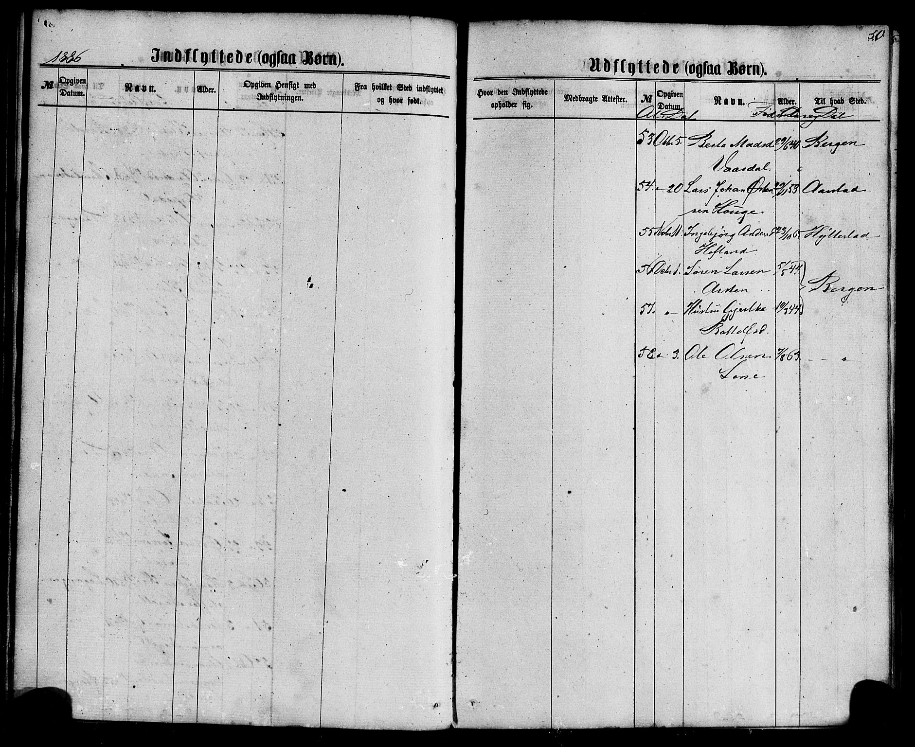 Fjaler sokneprestembete, AV/SAB-A-79801/H/Haa/Haaa/L0010: Parish register (official) no. A 10, 1866-1886, p. 50