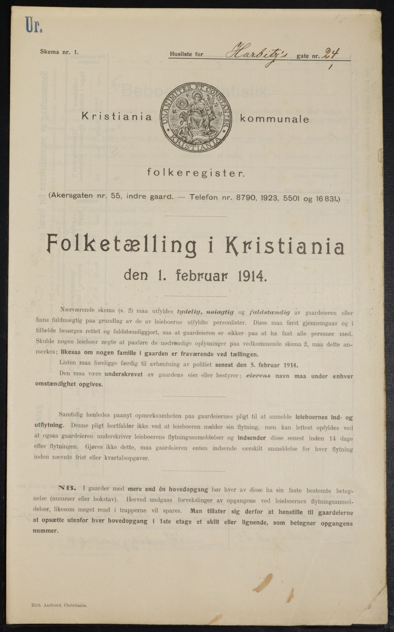 OBA, Municipal Census 1914 for Kristiania, 1914, p. 81237