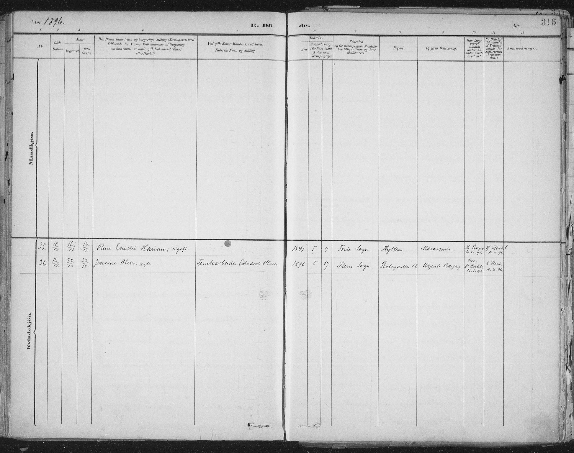 Ministerialprotokoller, klokkerbøker og fødselsregistre - Sør-Trøndelag, AV/SAT-A-1456/603/L0167: Parish register (official) no. 603A06, 1896-1932, p. 316