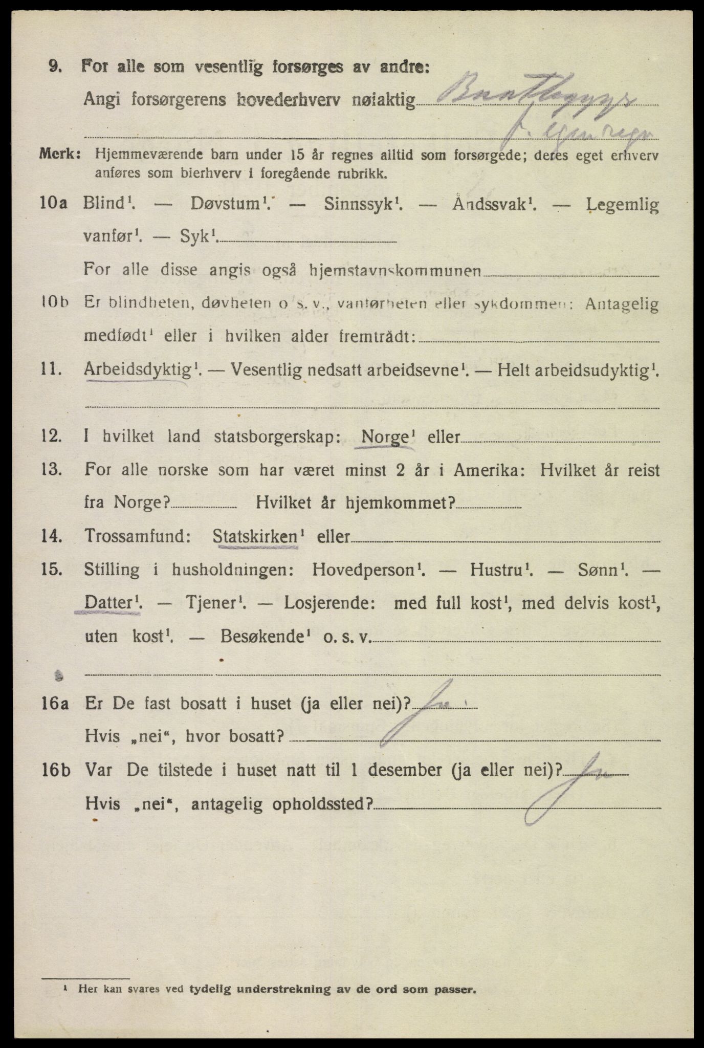 SAK, 1920 census for Herad, 1920, p. 1695
