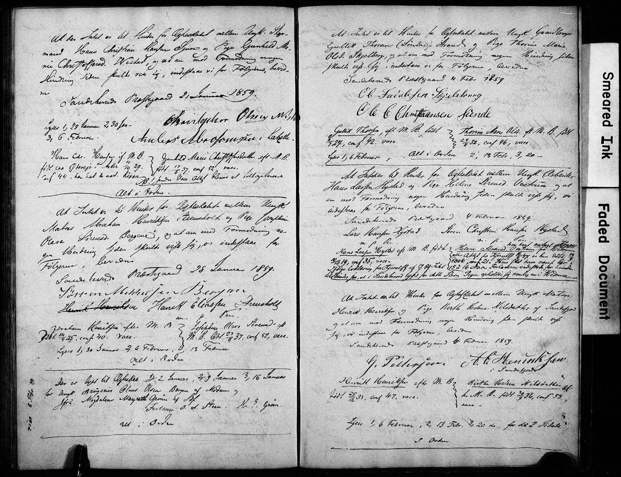 Sandar kirkebøker, AV/SAKO-A-243/H/Ha/L000I: Banns register no. I, 1854-1859