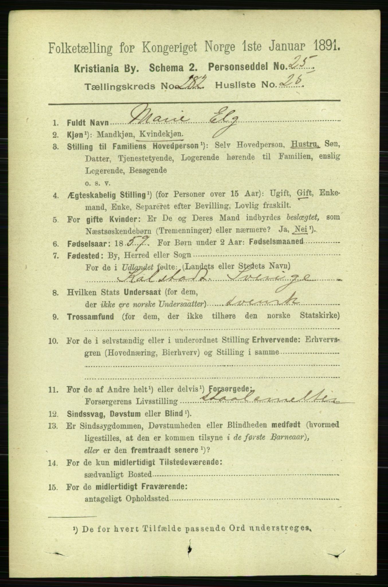 RA, 1891 census for 0301 Kristiania, 1891, p. 172544