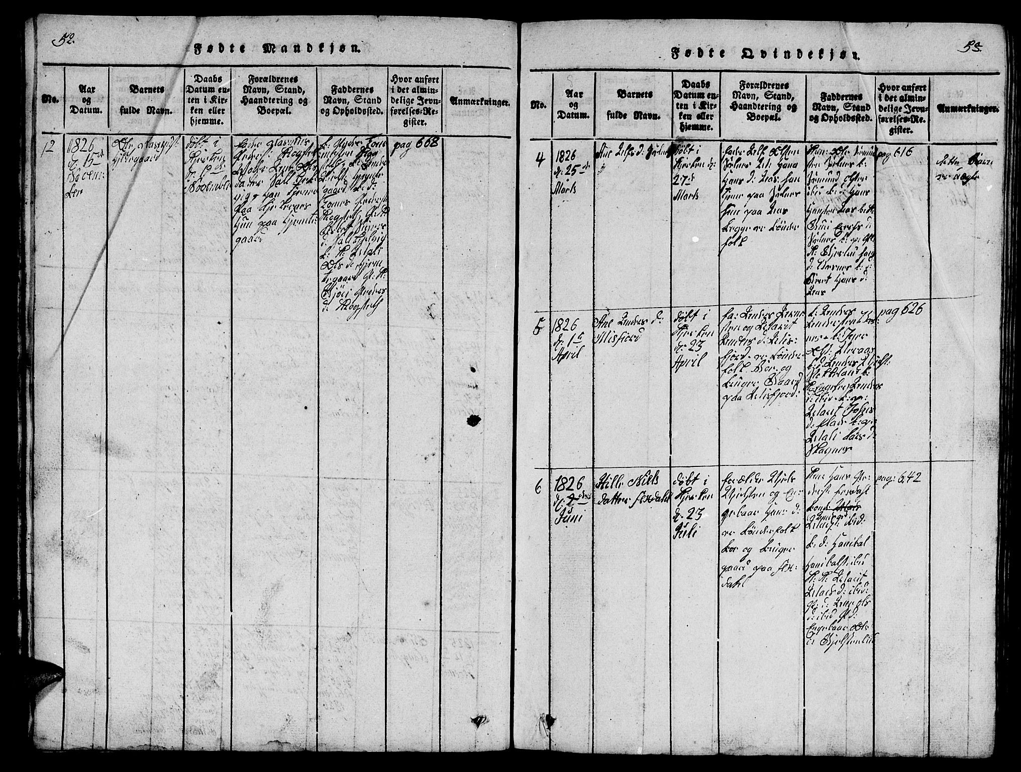 Ministerialprotokoller, klokkerbøker og fødselsregistre - Møre og Romsdal, AV/SAT-A-1454/539/L0535: Parish register (copy) no. 539C01, 1818-1842, p. 52-53