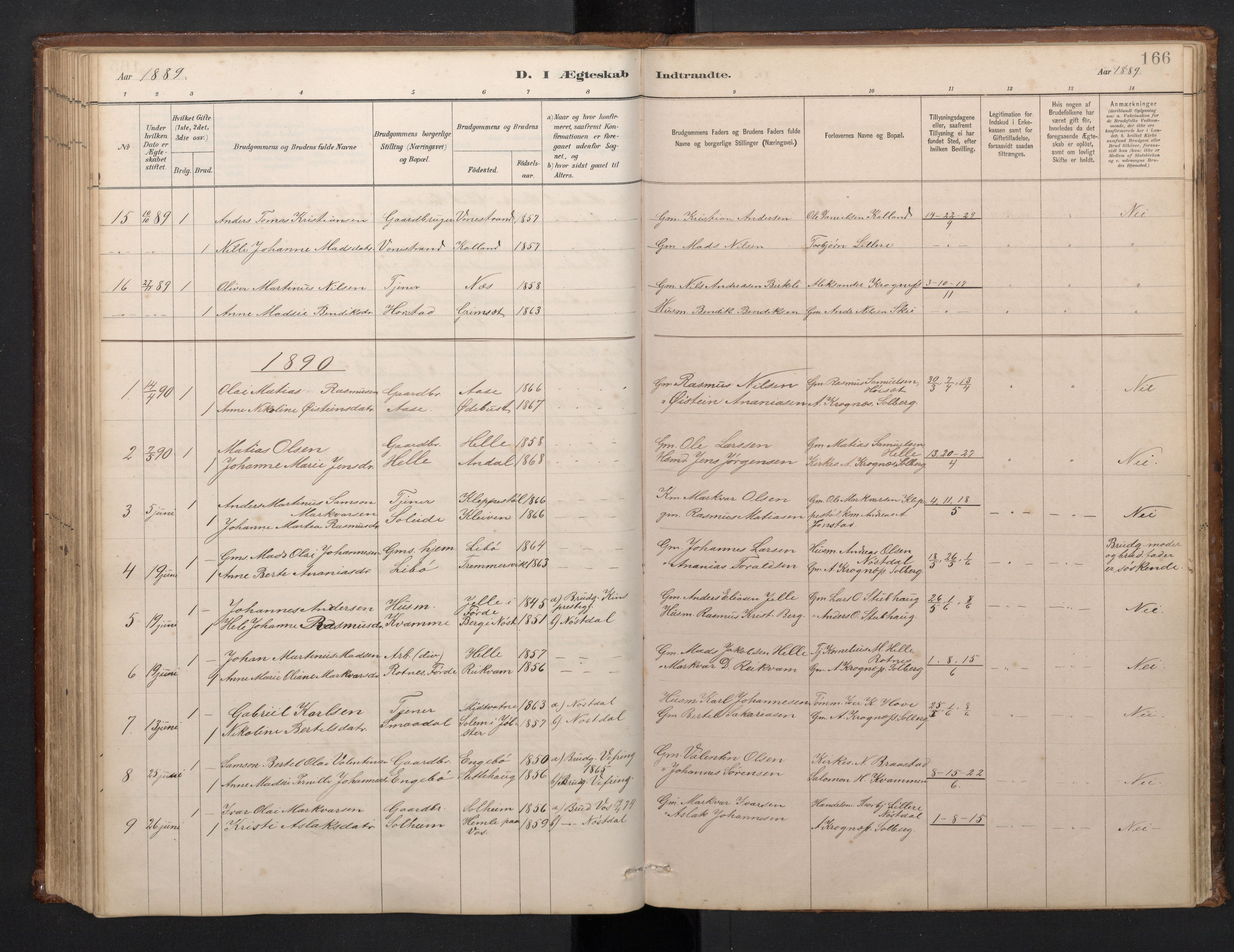 Førde sokneprestembete, SAB/A-79901/H/Hab/Habd/L0003: Parish register (copy) no. D 3, 1881-1897, p. 165b-166a
