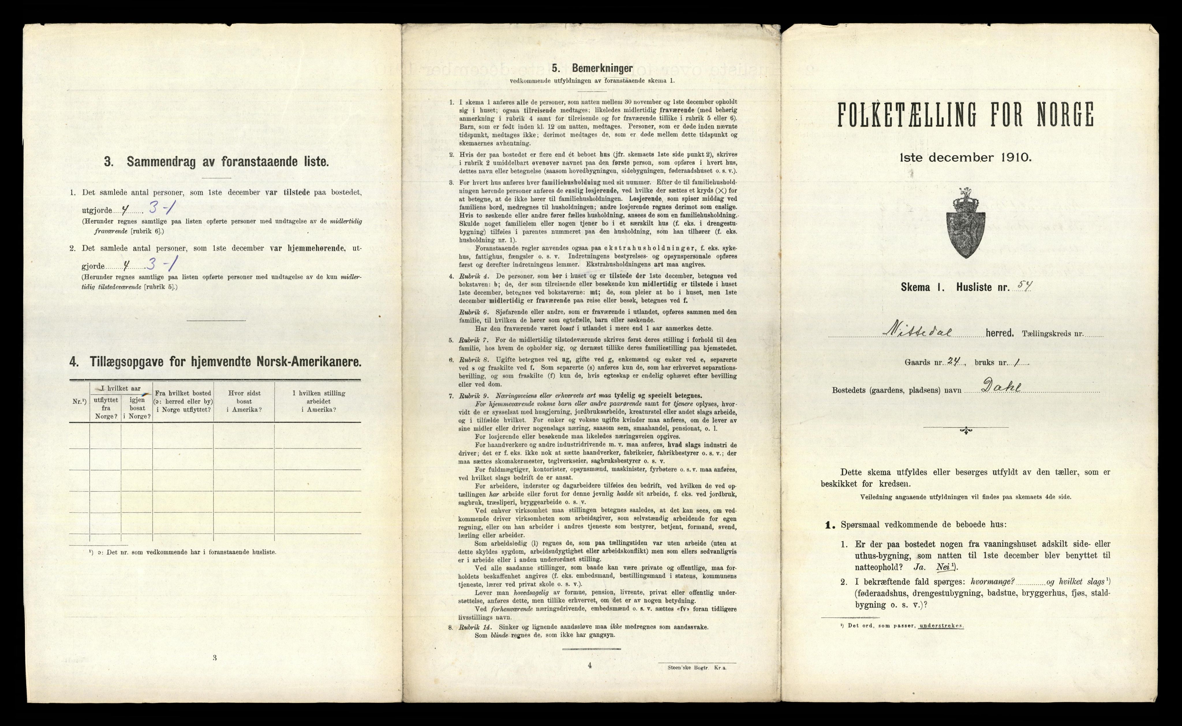 RA, 1910 census for Nittedal, 1910, p. 133