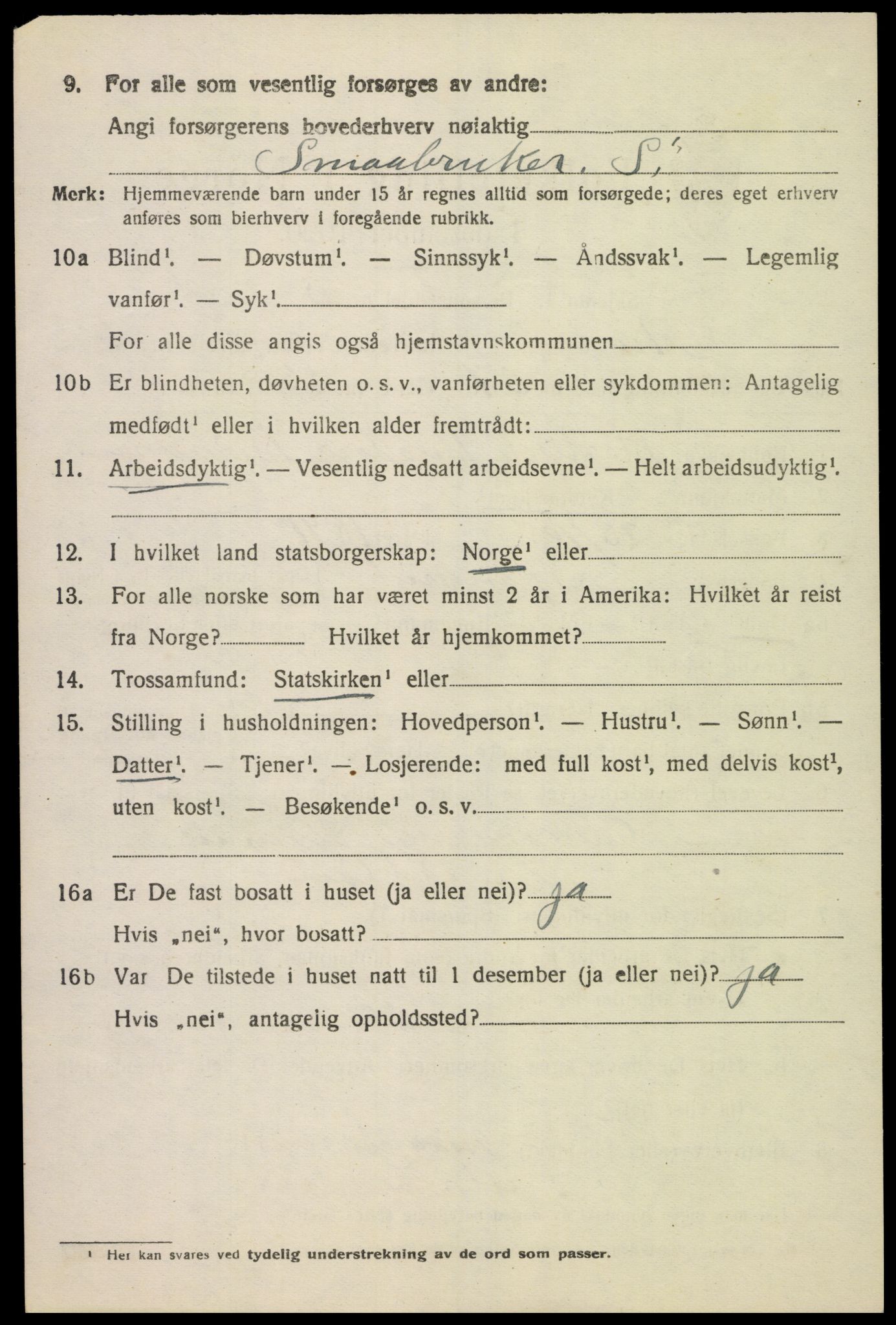 SAK, 1920 census for Austad, 1920, p. 2288