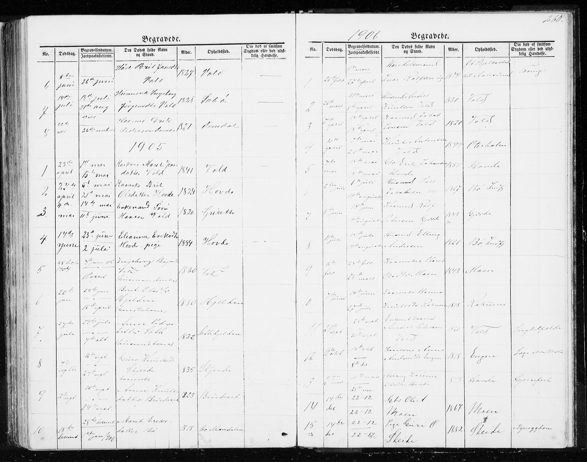 Ministerialprotokoller, klokkerbøker og fødselsregistre - Møre og Romsdal, SAT/A-1454/543/L0564: Parish register (copy) no. 543C02, 1867-1915, p. 260