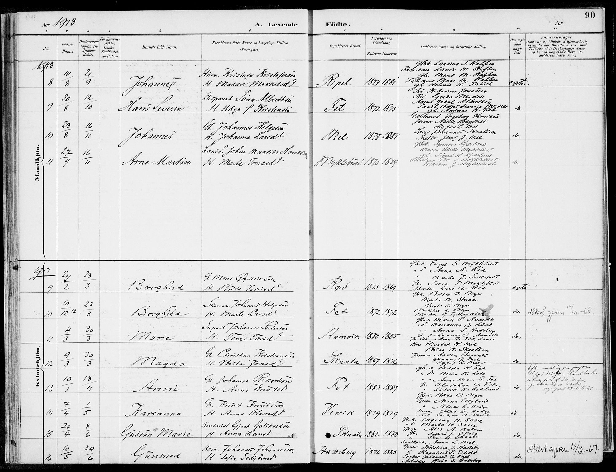 Kvinnherad sokneprestembete, SAB/A-76401/H/Haa: Parish register (official) no. B  1, 1887-1921, p. 90