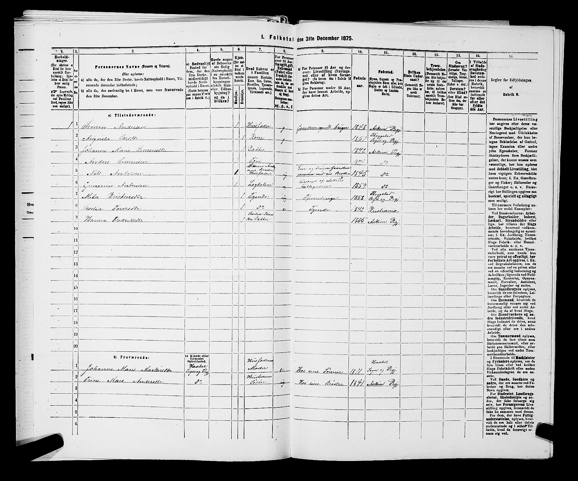 RA, 1875 census for 0124P Askim, 1875, p. 273