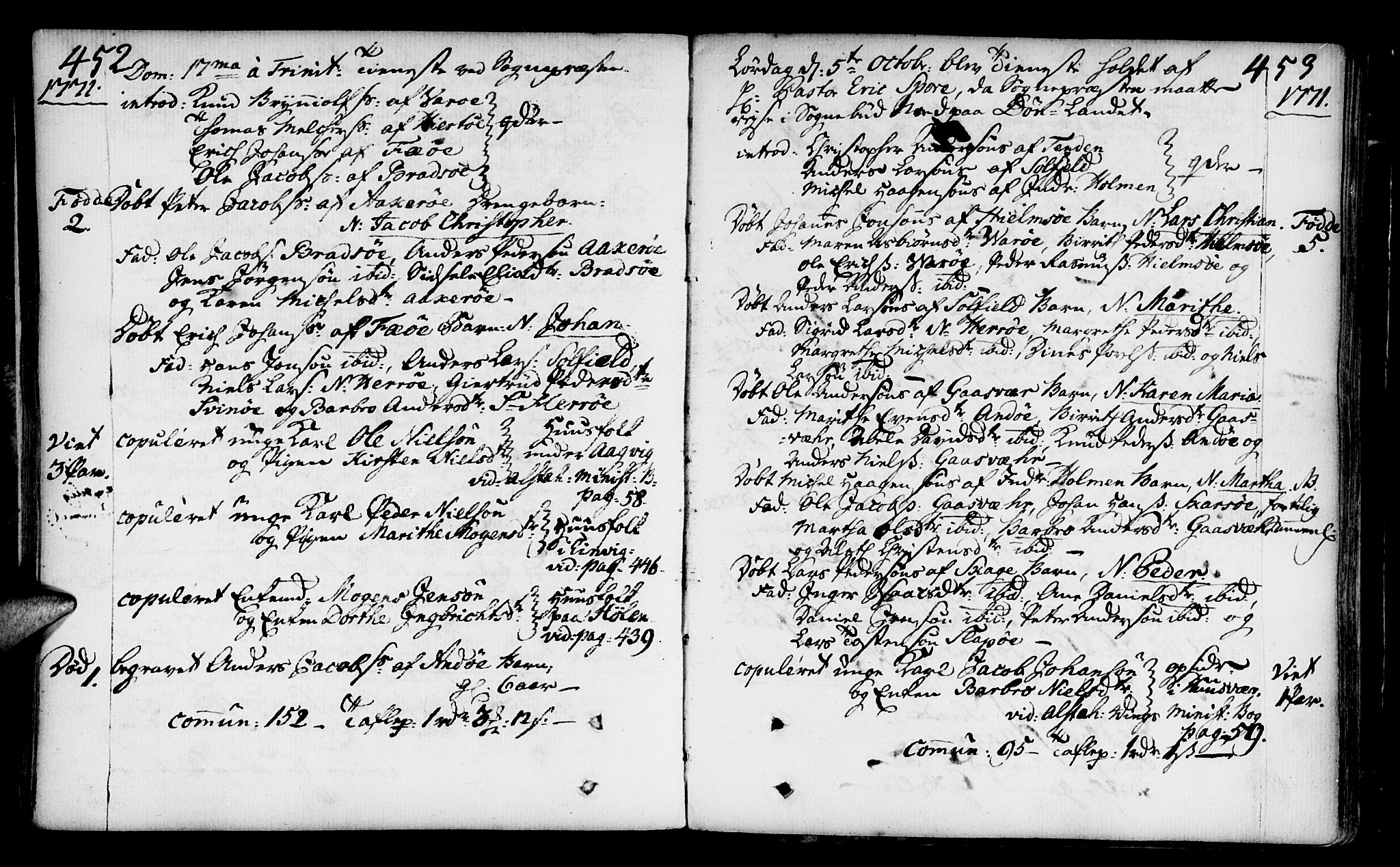Ministerialprotokoller, klokkerbøker og fødselsregistre - Nordland, SAT/A-1459/817/L0260: Parish register (official) no. 817A02 /2, 1768-1776, p. 452-453