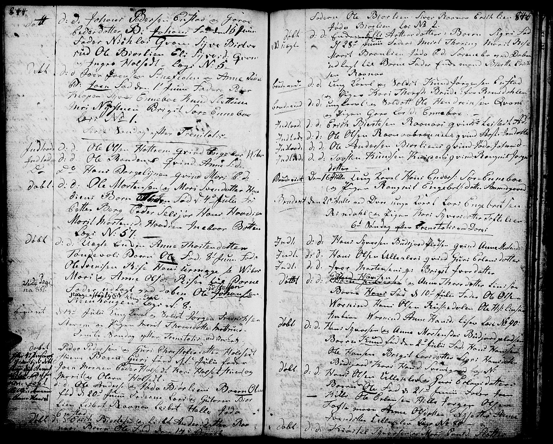 Lesja prestekontor, AV/SAH-PREST-068/H/Ha/Haa/L0003: Parish register (official) no. 3, 1777-1819, p. 844-845