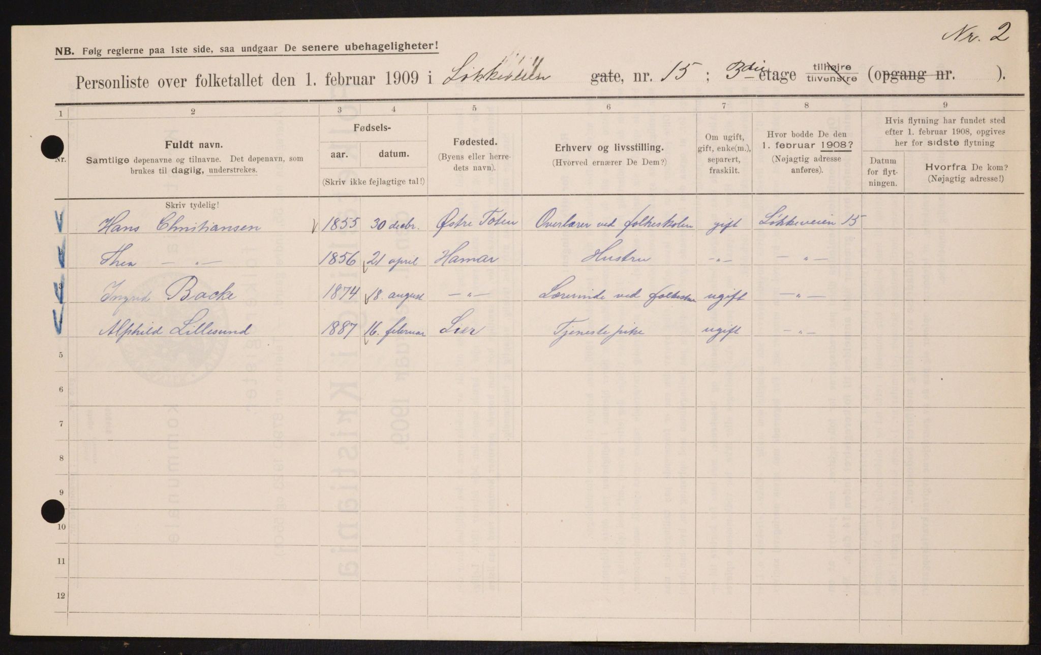 OBA, Municipal Census 1909 for Kristiania, 1909, p. 53467