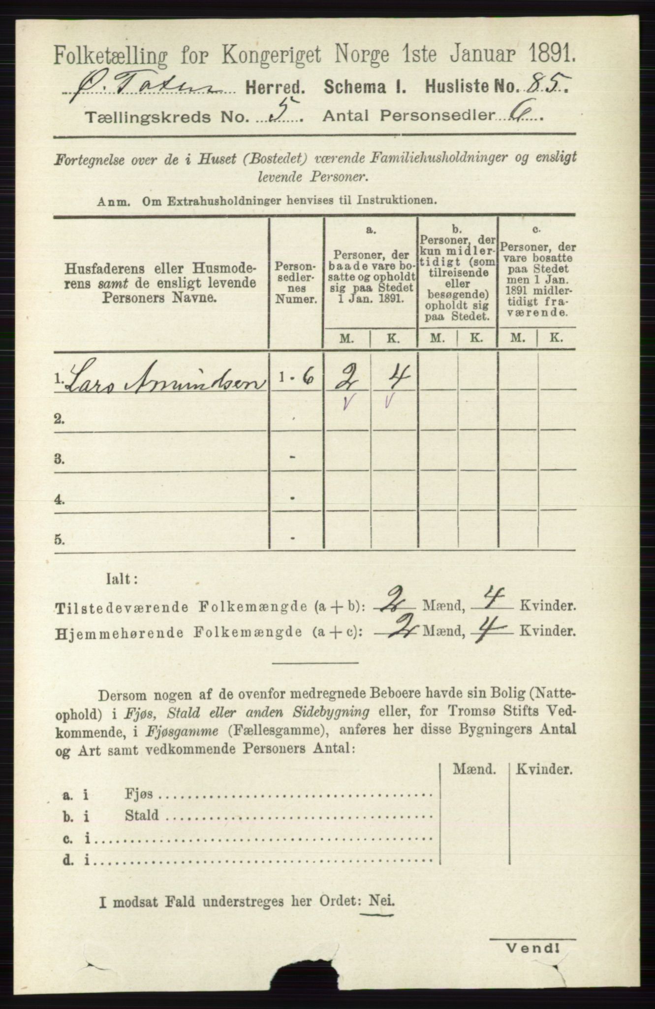 RA, 1891 census for 0528 Østre Toten, 1891, p. 3175