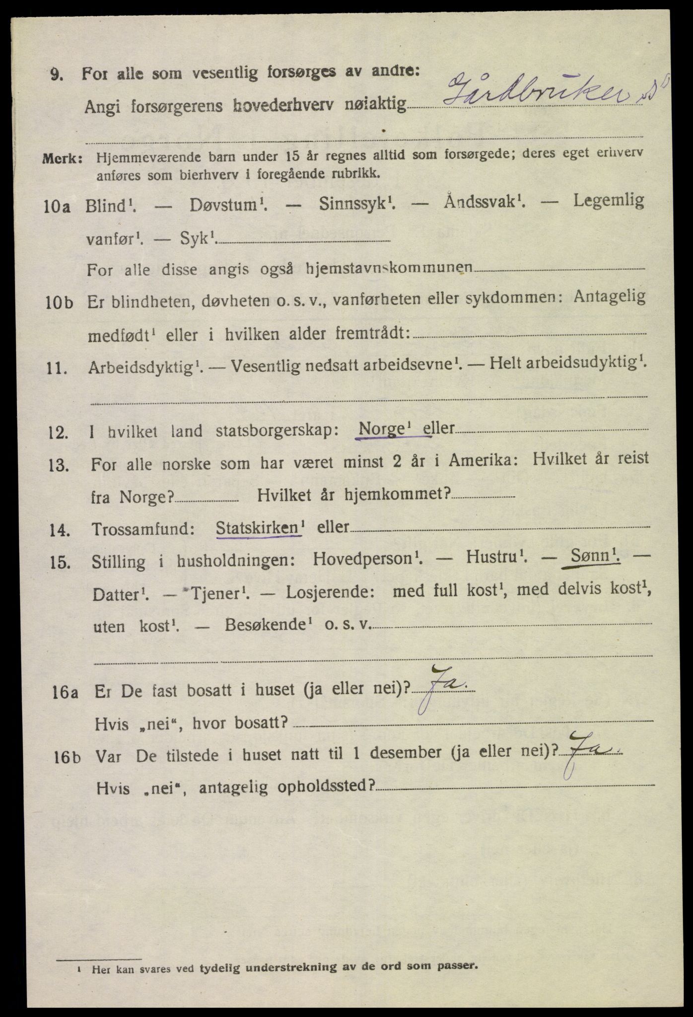 SAK, 1920 census for Lyngdal, 1920, p. 3952