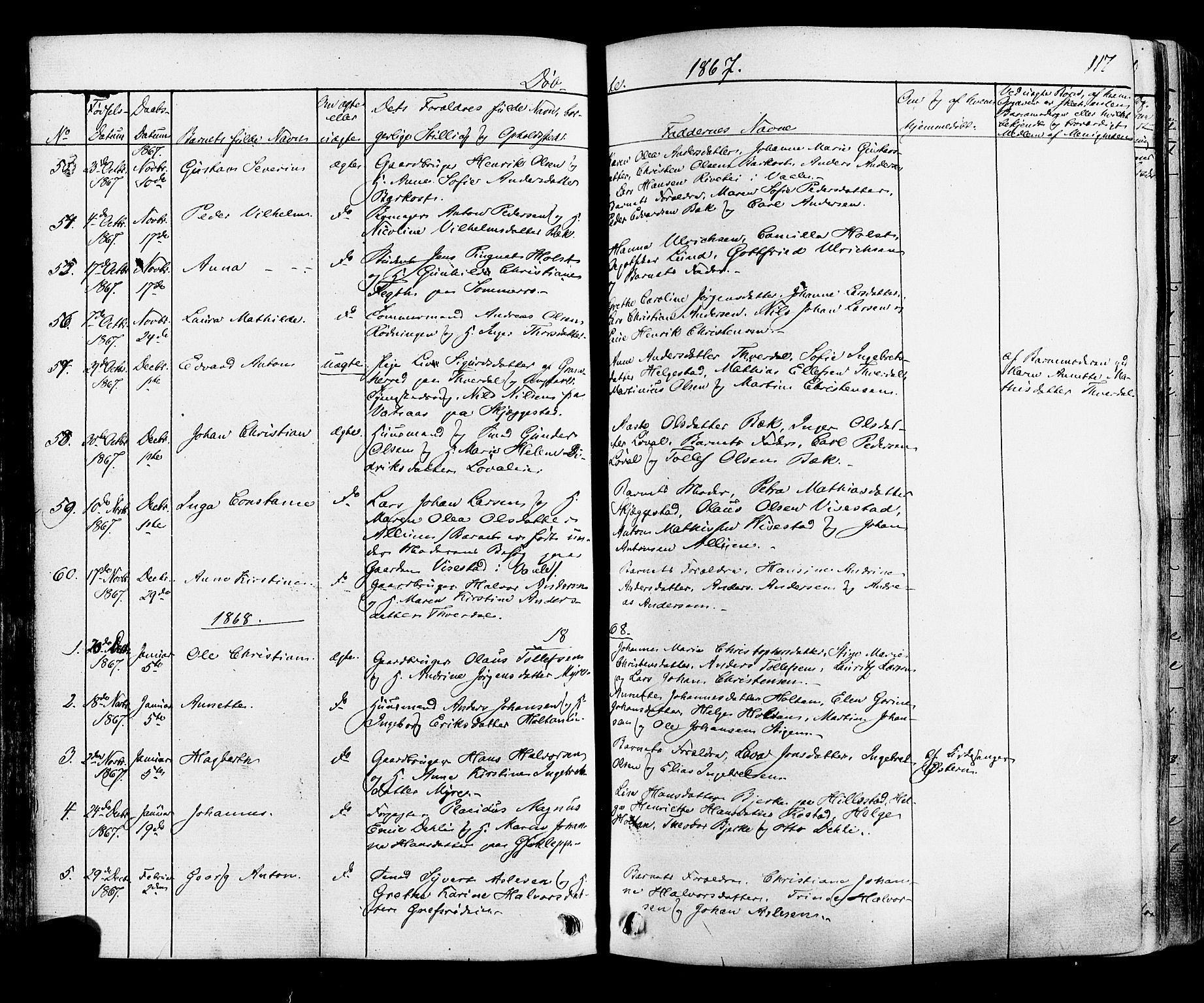 Botne kirkebøker, SAKO/A-340/F/Fa/L0006: Parish register (official) no. I 6, 1836-1877, p. 117