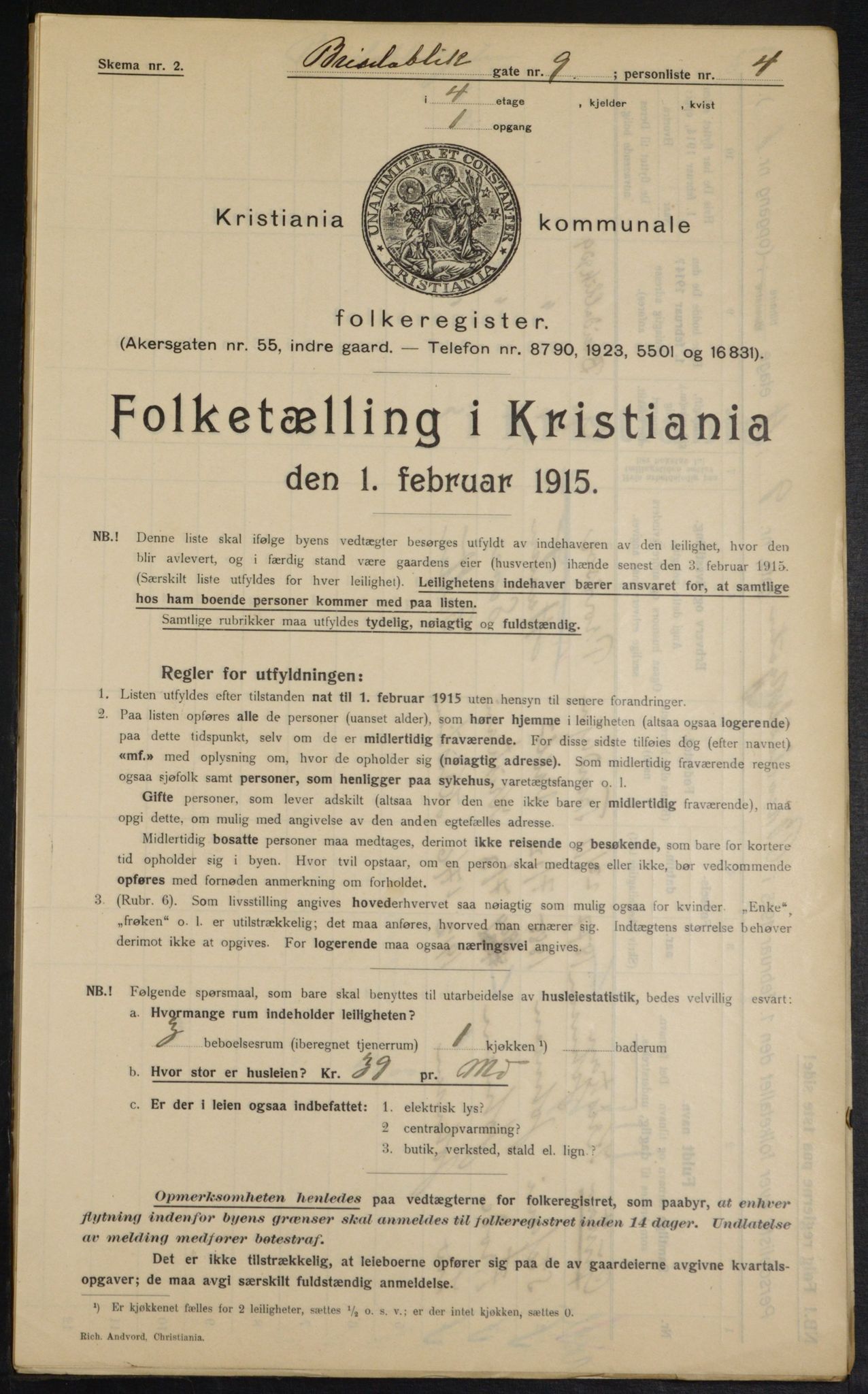 OBA, Municipal Census 1915 for Kristiania, 1915, p. 8018