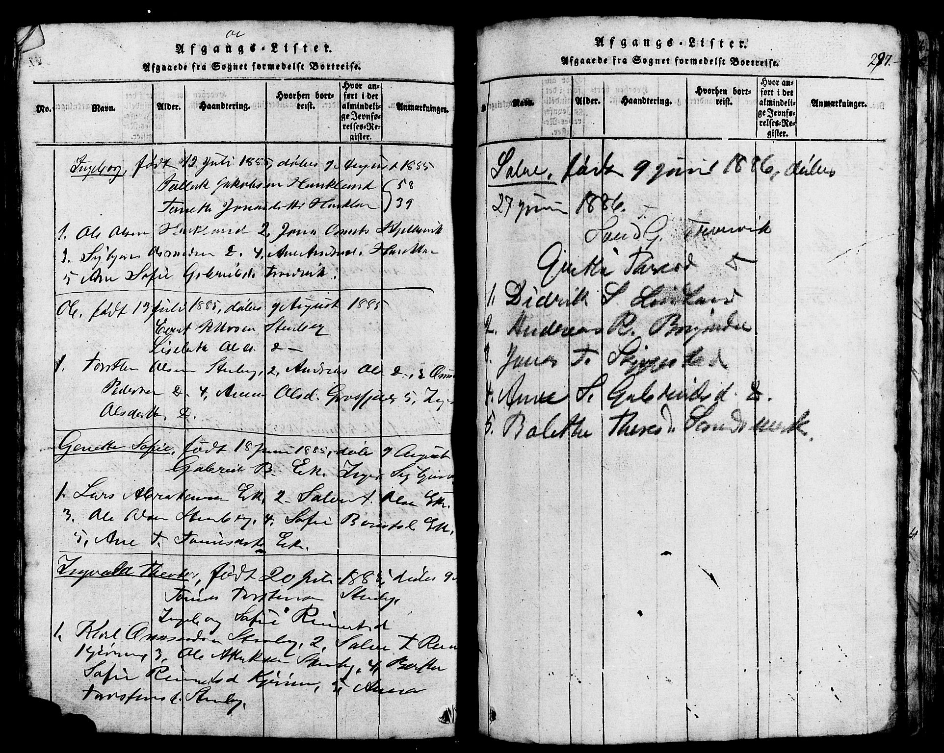 Lund sokneprestkontor, SAST/A-101809/S07/L0002: Parish register (copy) no. B 2, 1816-1832, p. 297