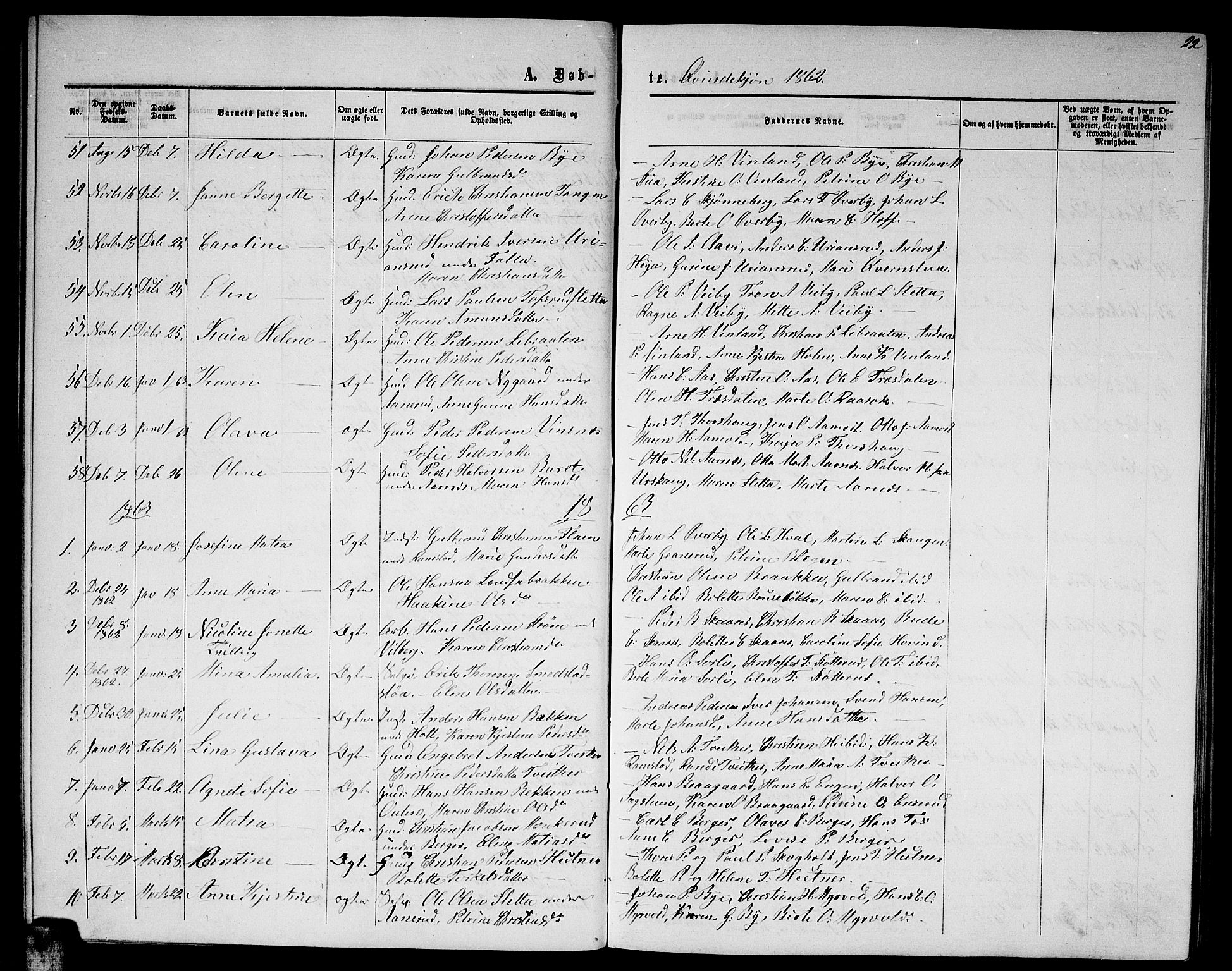 Fet prestekontor Kirkebøker, AV/SAO-A-10370a/G/Ga/L0003: Parish register (copy) no. I 3, 1860-1867, p. 22