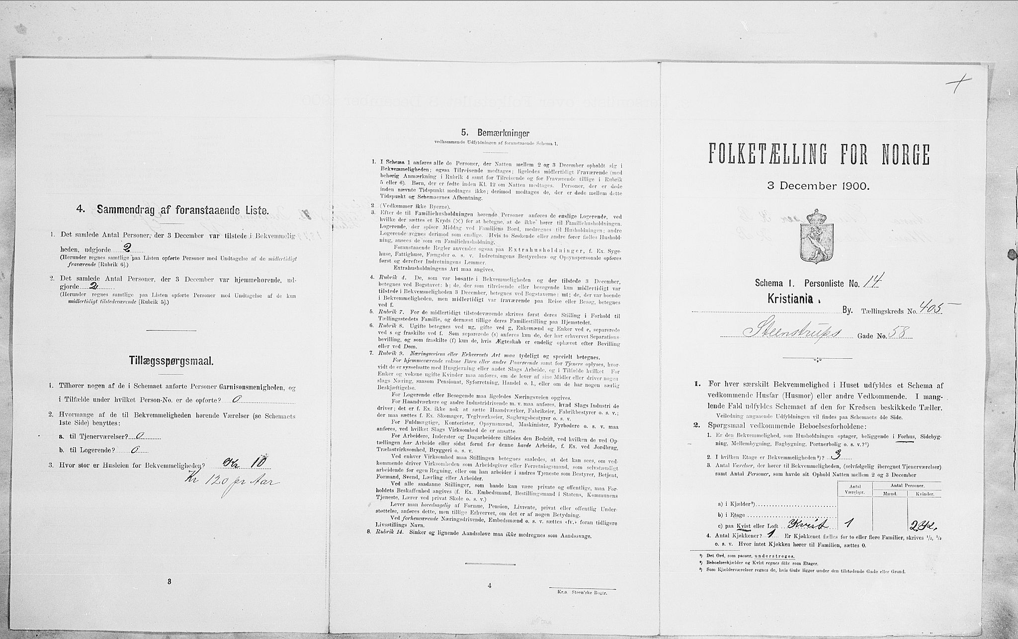 SAO, 1900 census for Kristiania, 1900, p. 91012