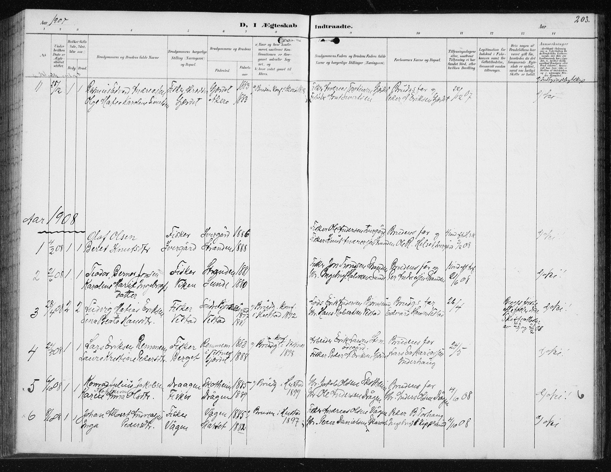 Ministerialprotokoller, klokkerbøker og fødselsregistre - Møre og Romsdal, AV/SAT-A-1454/566/L0773: Parish register (copy) no. 566C02, 1892-1909, p. 203