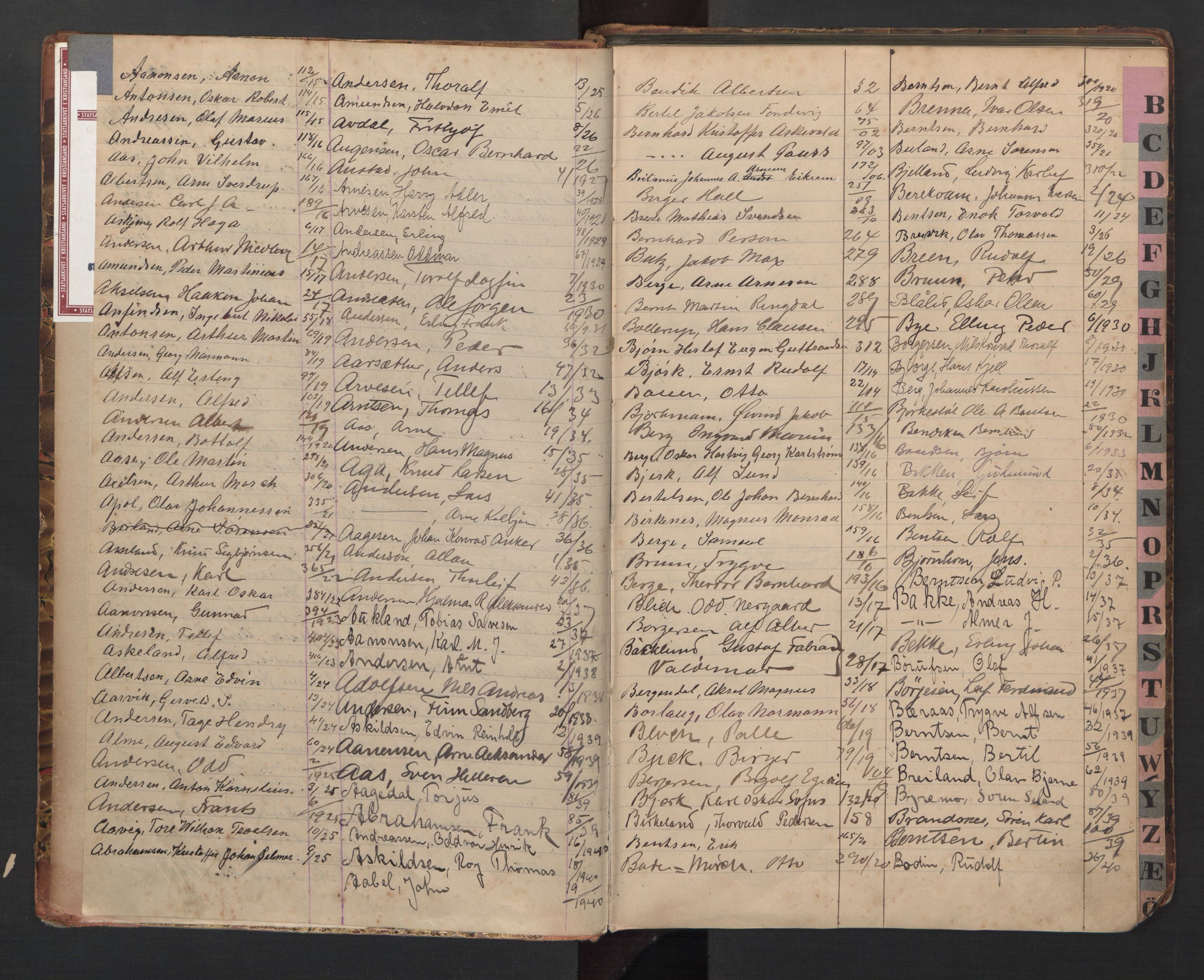 Kristiansand mønstringskrets, AV/SAK-2031-0015/F/Fa/L0010: Register til annotasjonsrulle over patenter, I-8, 1900-1942, p. 3