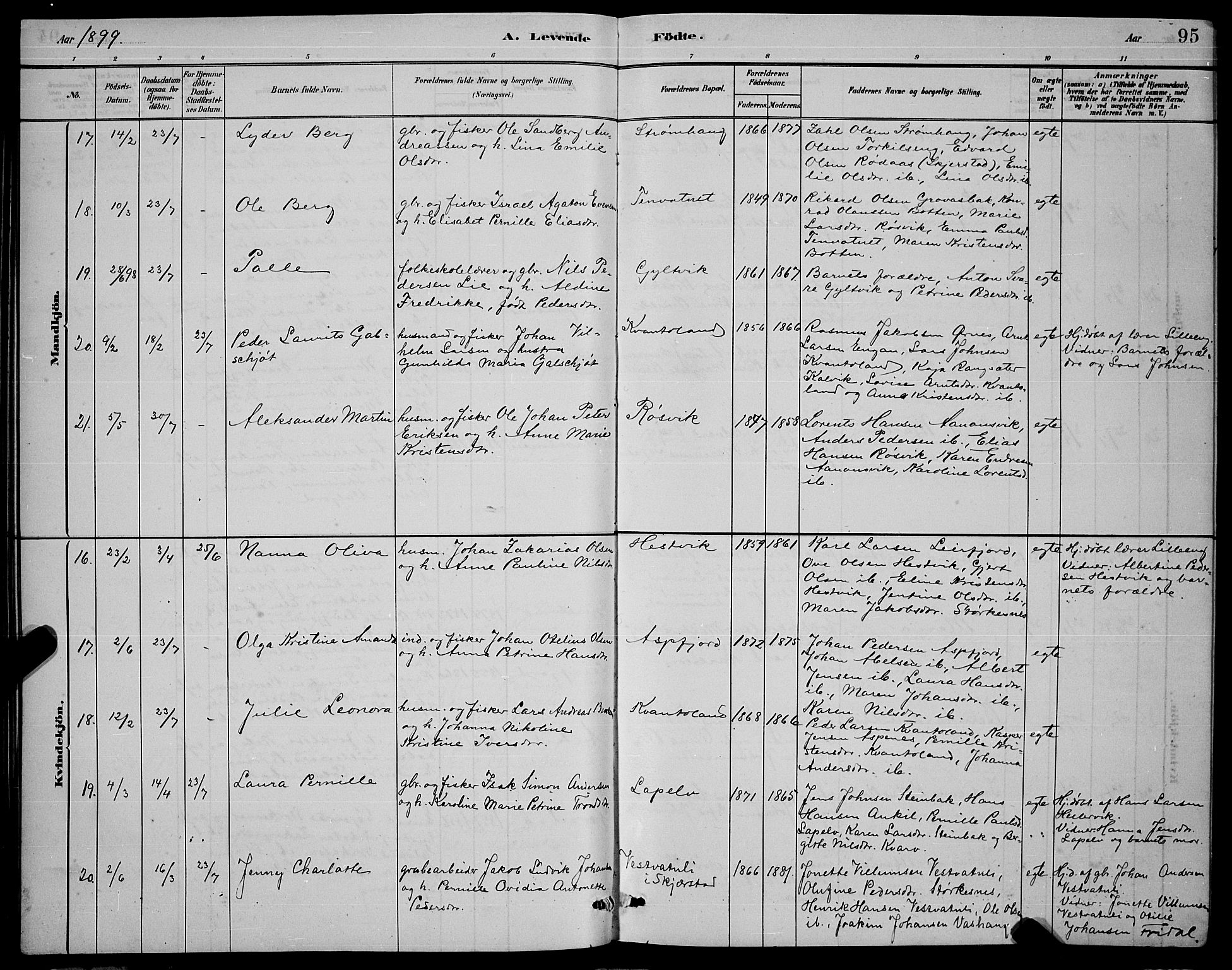 Ministerialprotokoller, klokkerbøker og fødselsregistre - Nordland, AV/SAT-A-1459/853/L0772: Parish register (official) no. 853A11, 1881-1900, p. 95