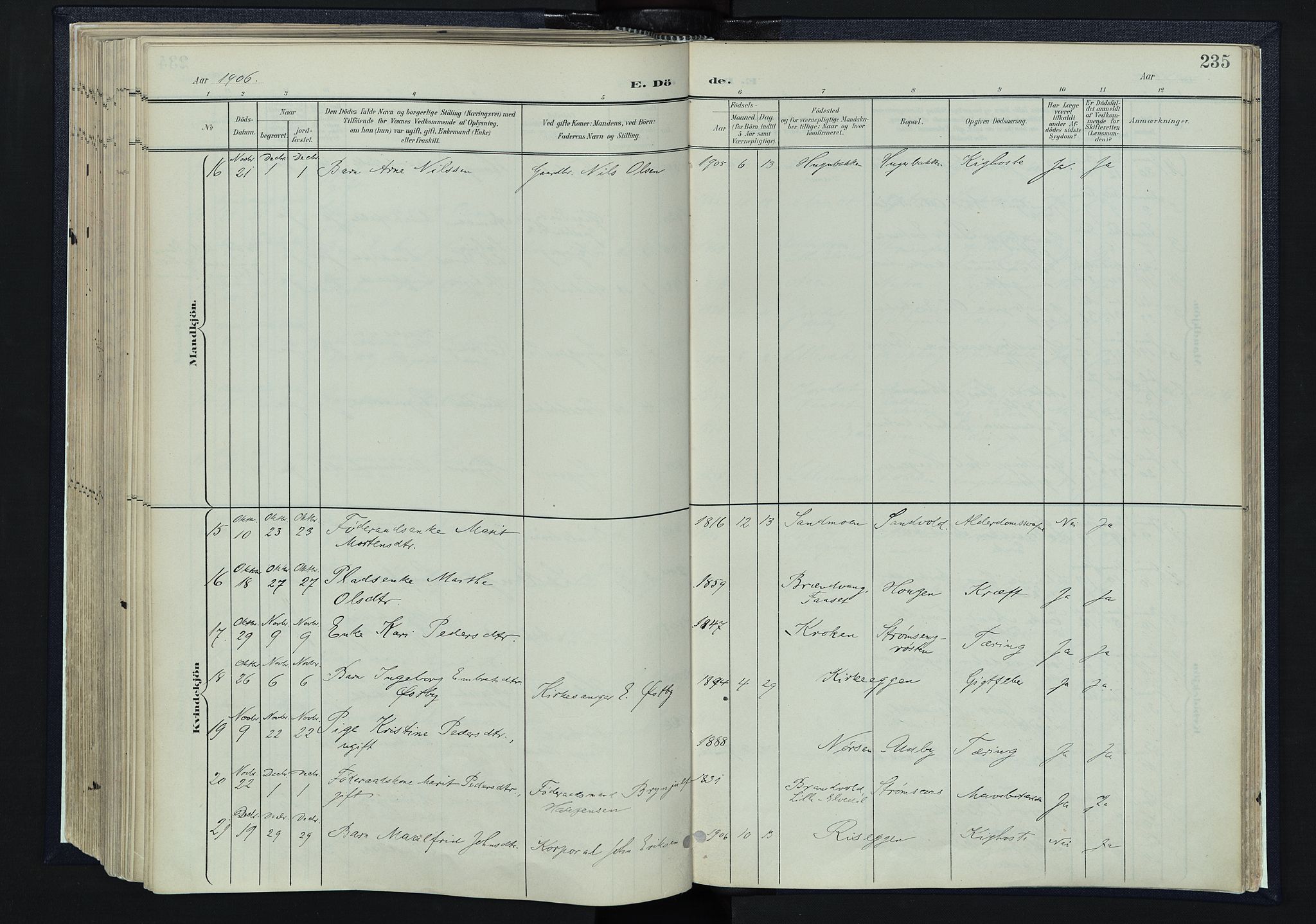 Tynset prestekontor, SAH/PREST-058/H/Ha/Haa/L0025: Parish register (official) no. 25, 1900-1914, p. 235