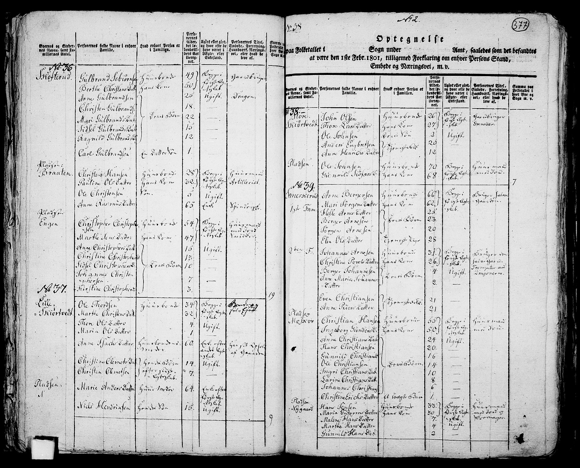 RA, 1801 census for 0125P Eidsberg, 1801, p. 376b-377a