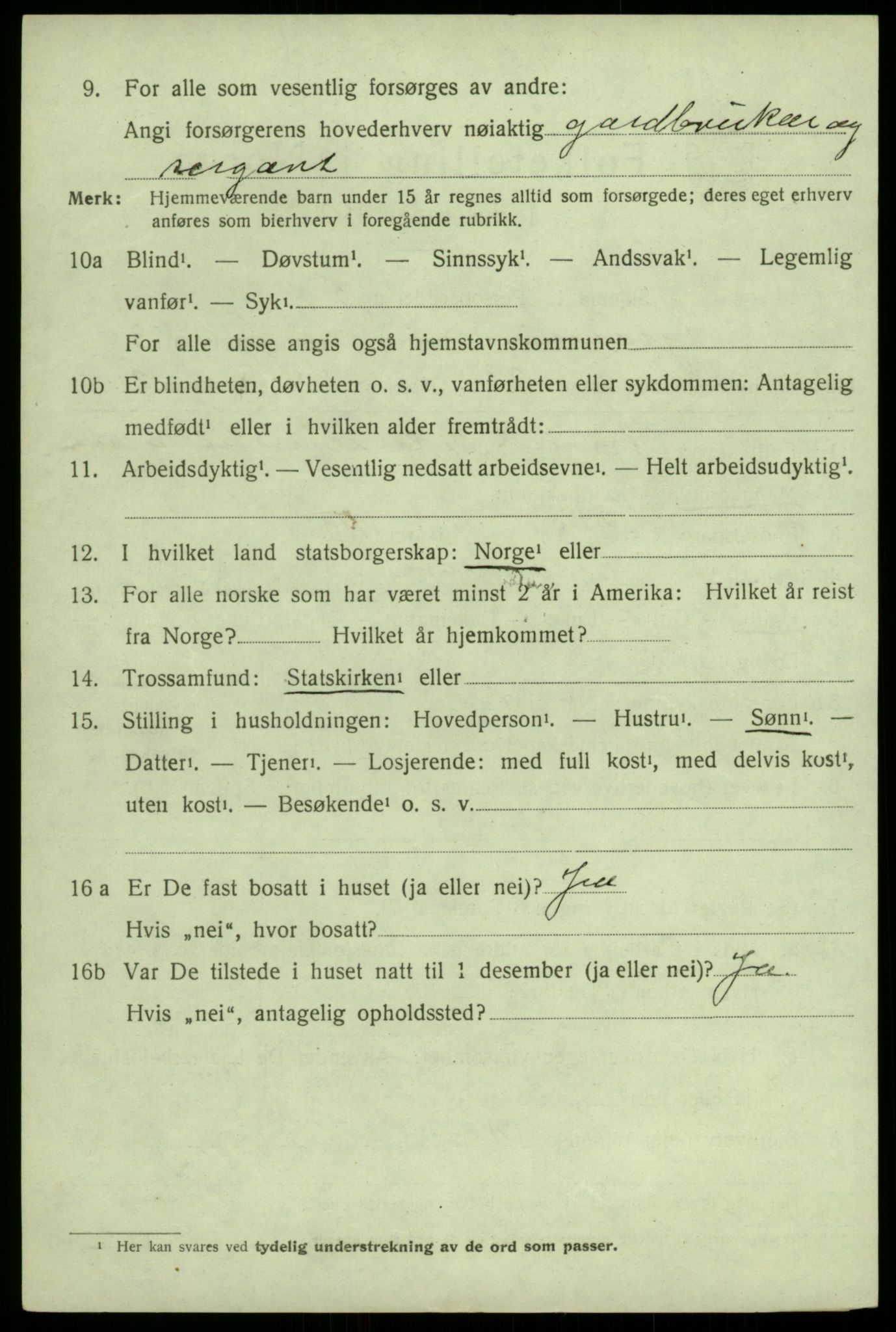 SAB, 1920 census for Granvin, 1920, p. 1389
