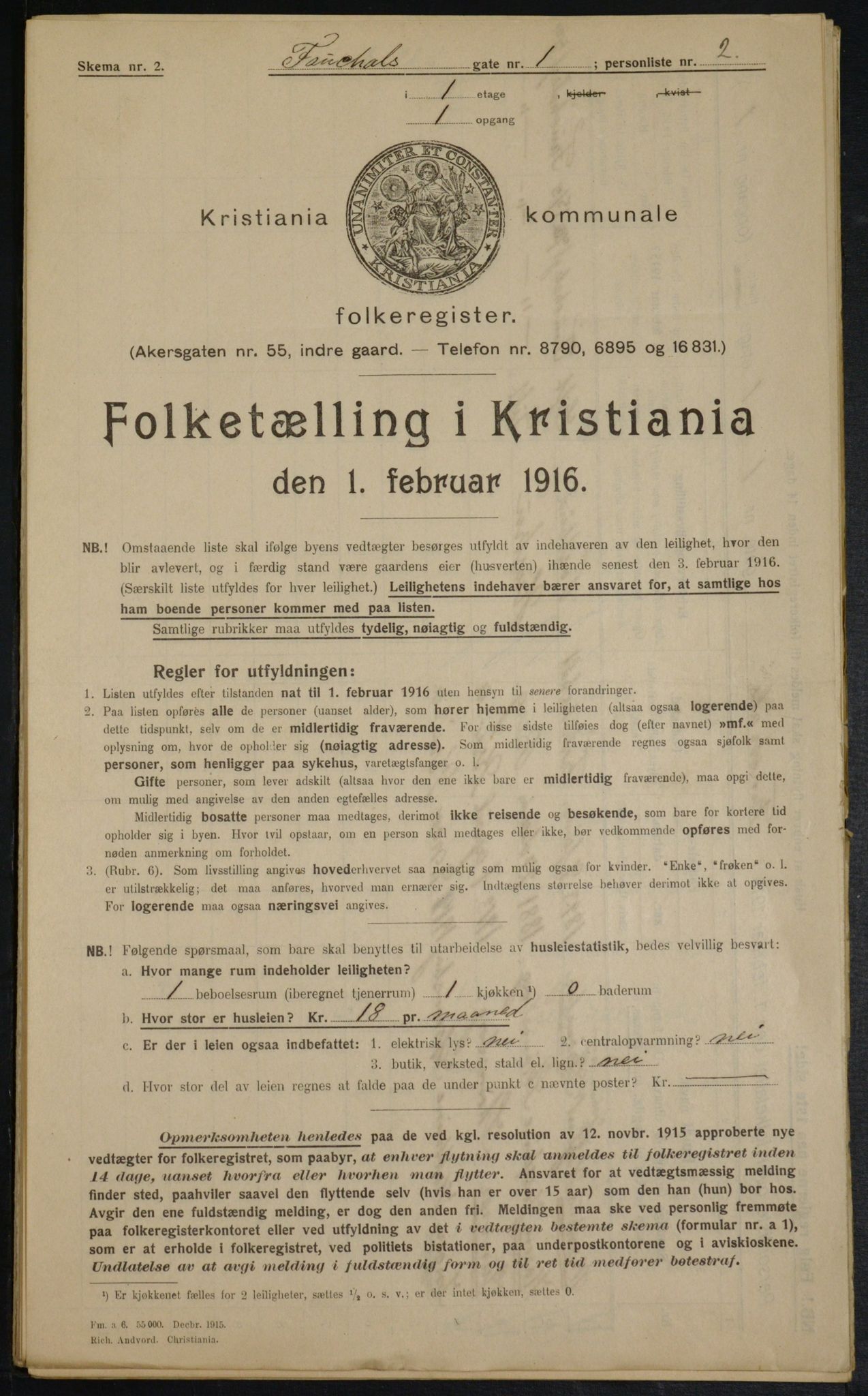 OBA, Municipal Census 1916 for Kristiania, 1916, p. 24053