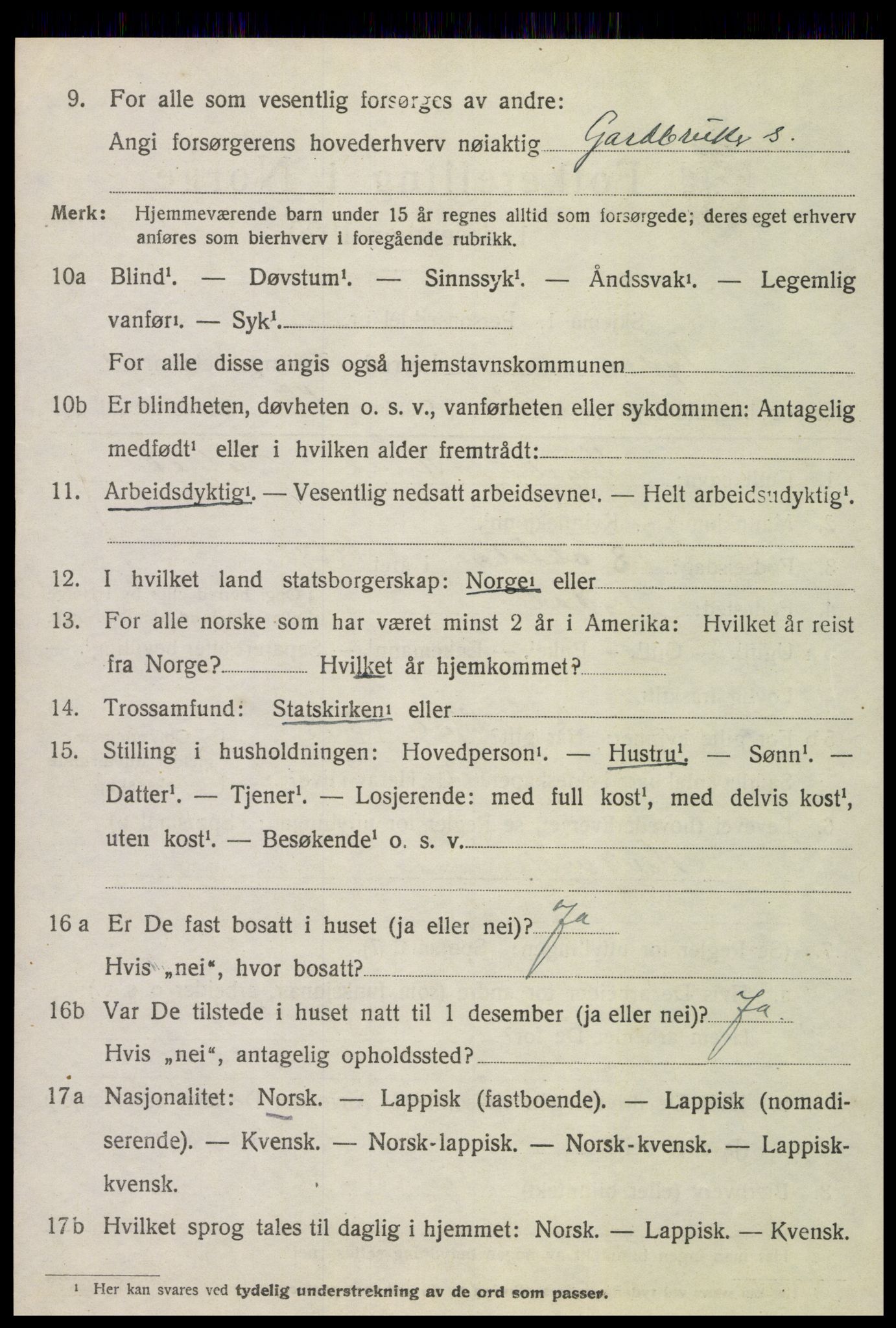 SAT, 1920 census for Tydal, 1920, p. 1716