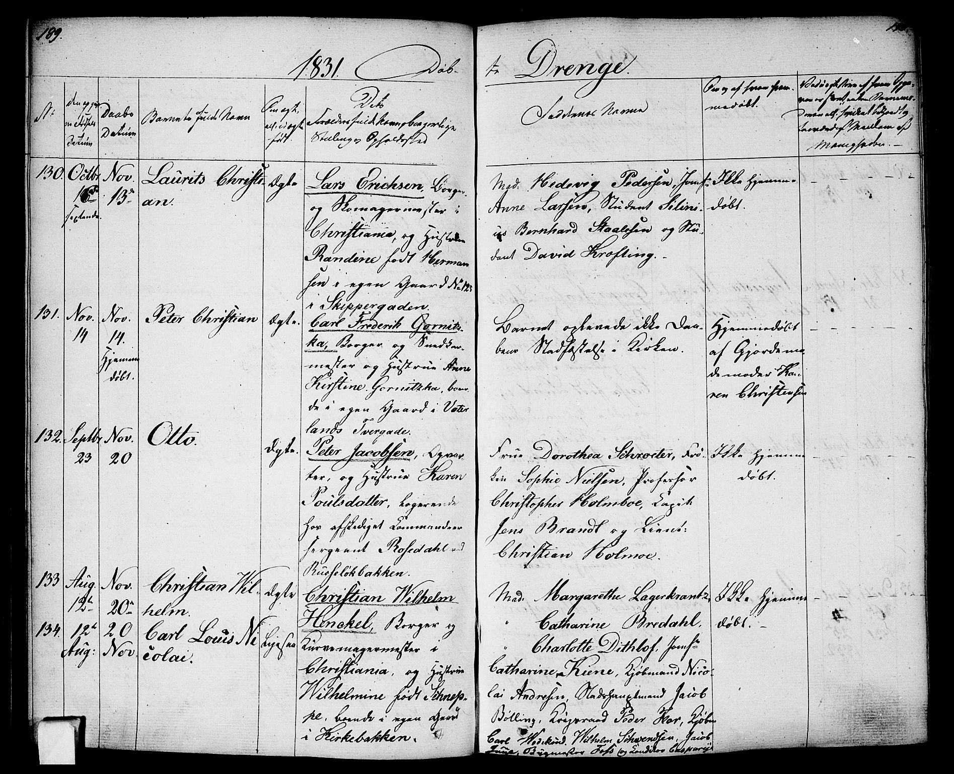 Oslo domkirke Kirkebøker, SAO/A-10752/F/Fa/L0011: Parish register (official) no. 11, 1830-1836, p. 189-190