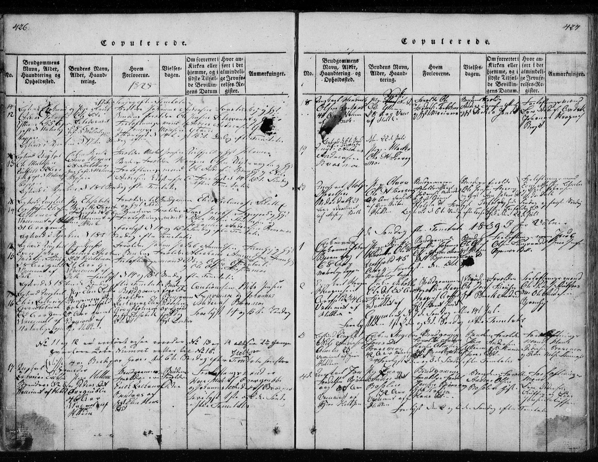 Ministerialprotokoller, klokkerbøker og fødselsregistre - Nordland, SAT/A-1459/827/L0412: Parish register (copy) no. 827C01, 1820-1841, p. 426-427
