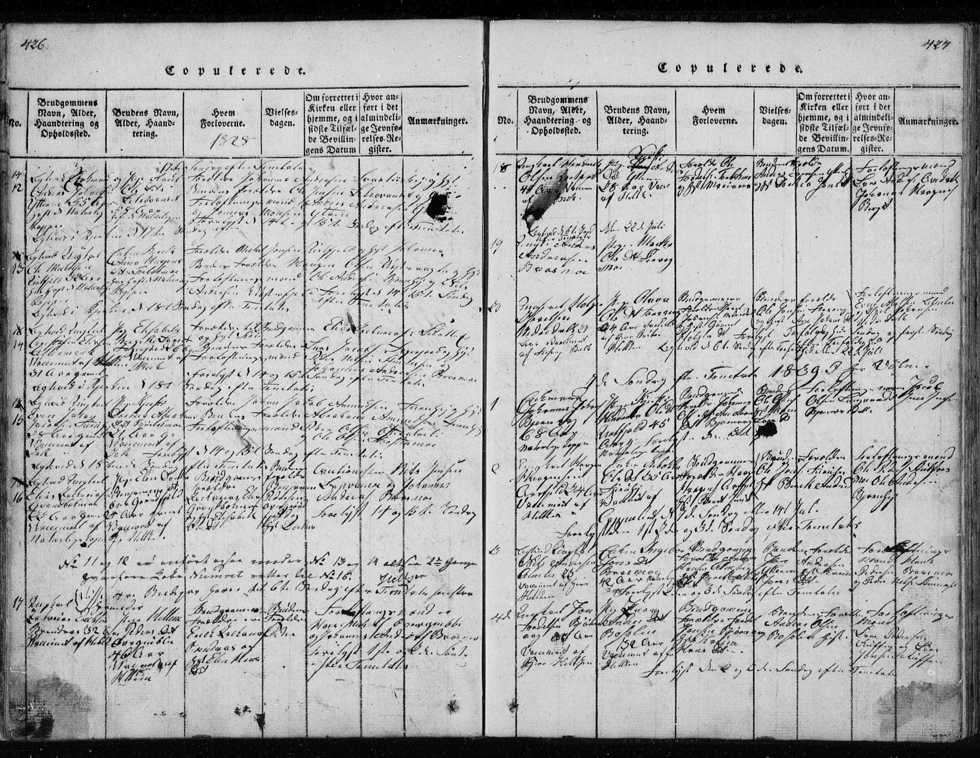 Ministerialprotokoller, klokkerbøker og fødselsregistre - Nordland, AV/SAT-A-1459/827/L0412: Parish register (copy) no. 827C01, 1820-1841, p. 426-427