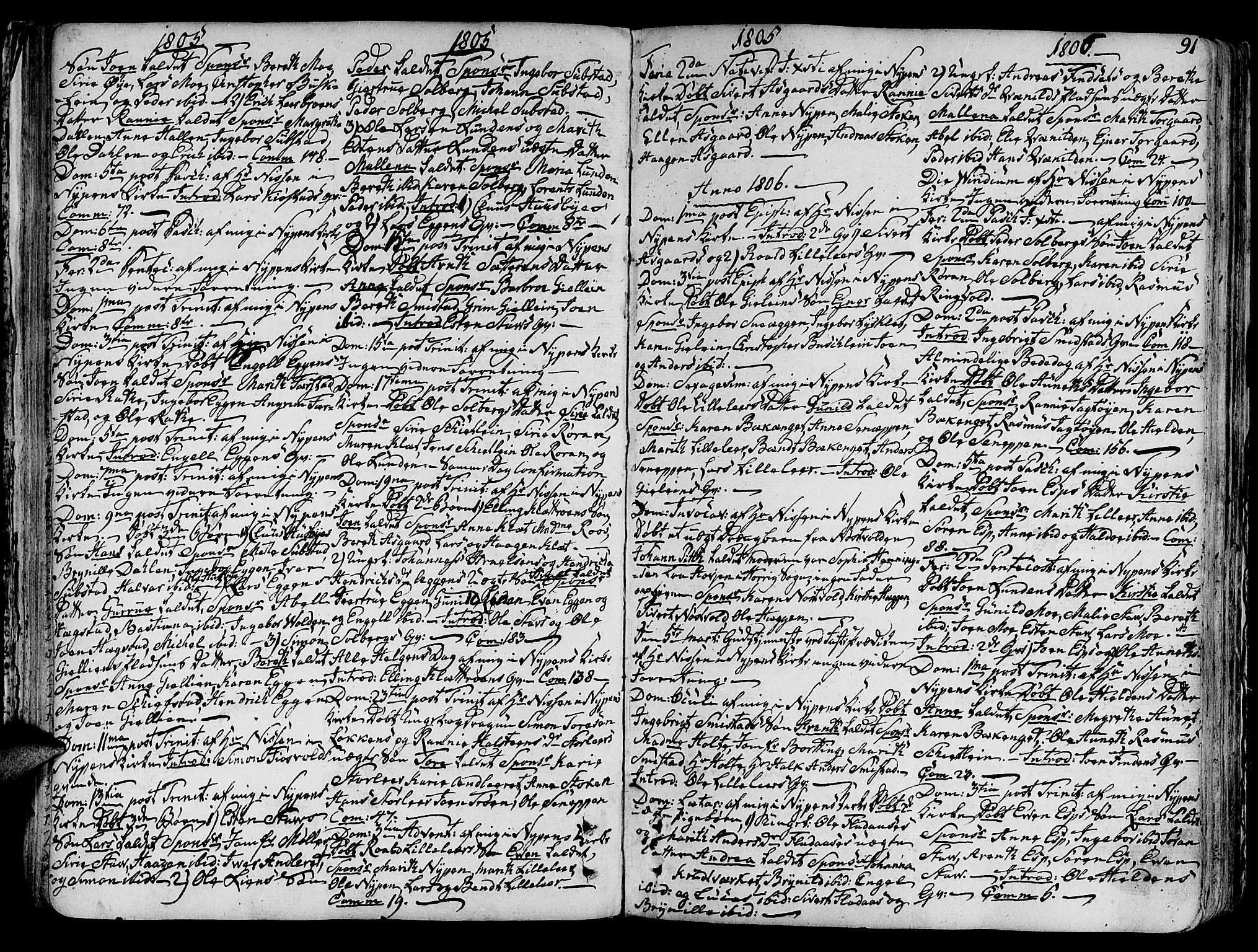 Ministerialprotokoller, klokkerbøker og fødselsregistre - Sør-Trøndelag, SAT/A-1456/691/L1063: Parish register (official) no. 691A02 /3, 1768-1815, p. 91