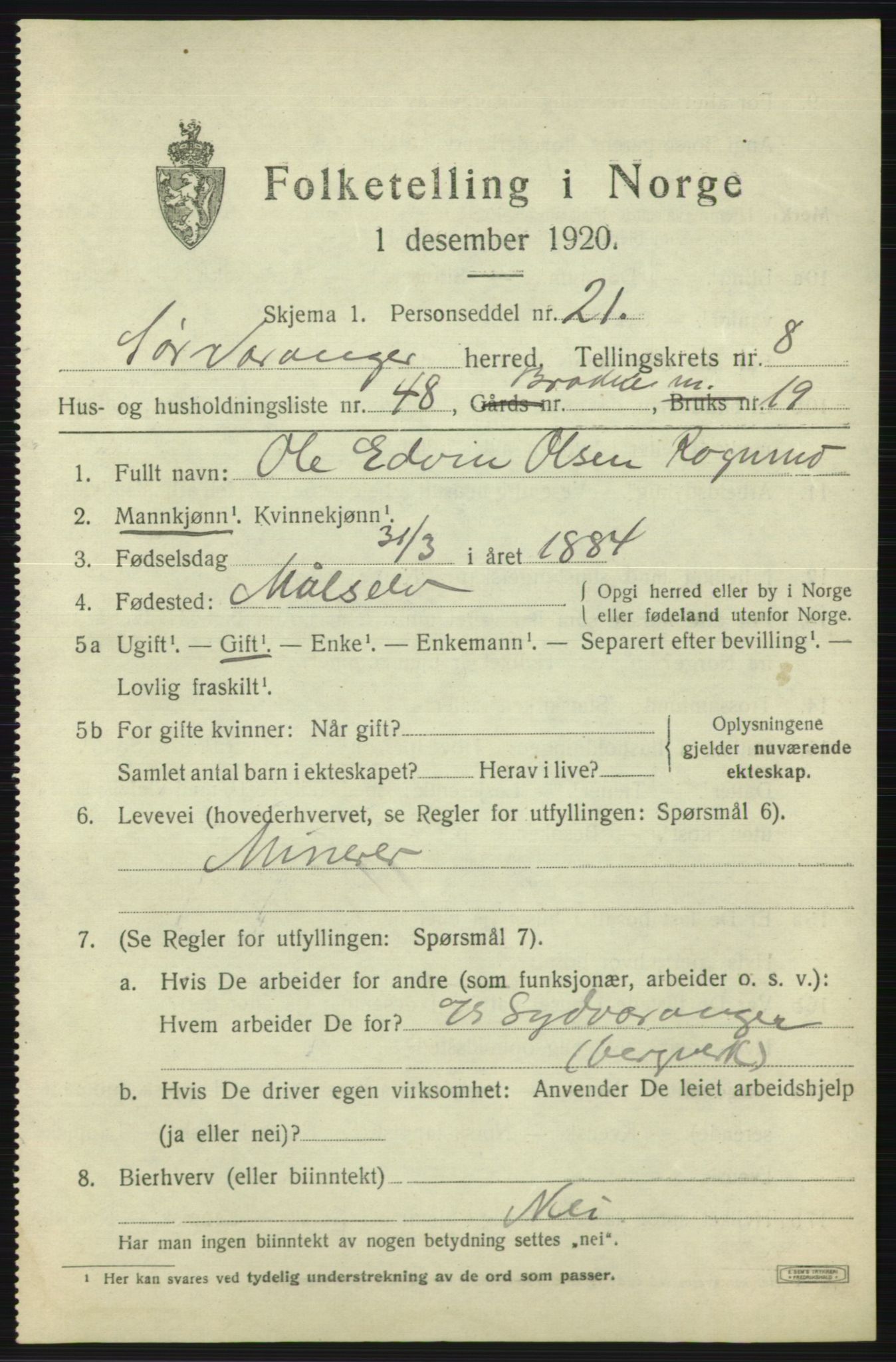 SATØ, 1920 census for Sør-Varanger, 1920, p. 5665