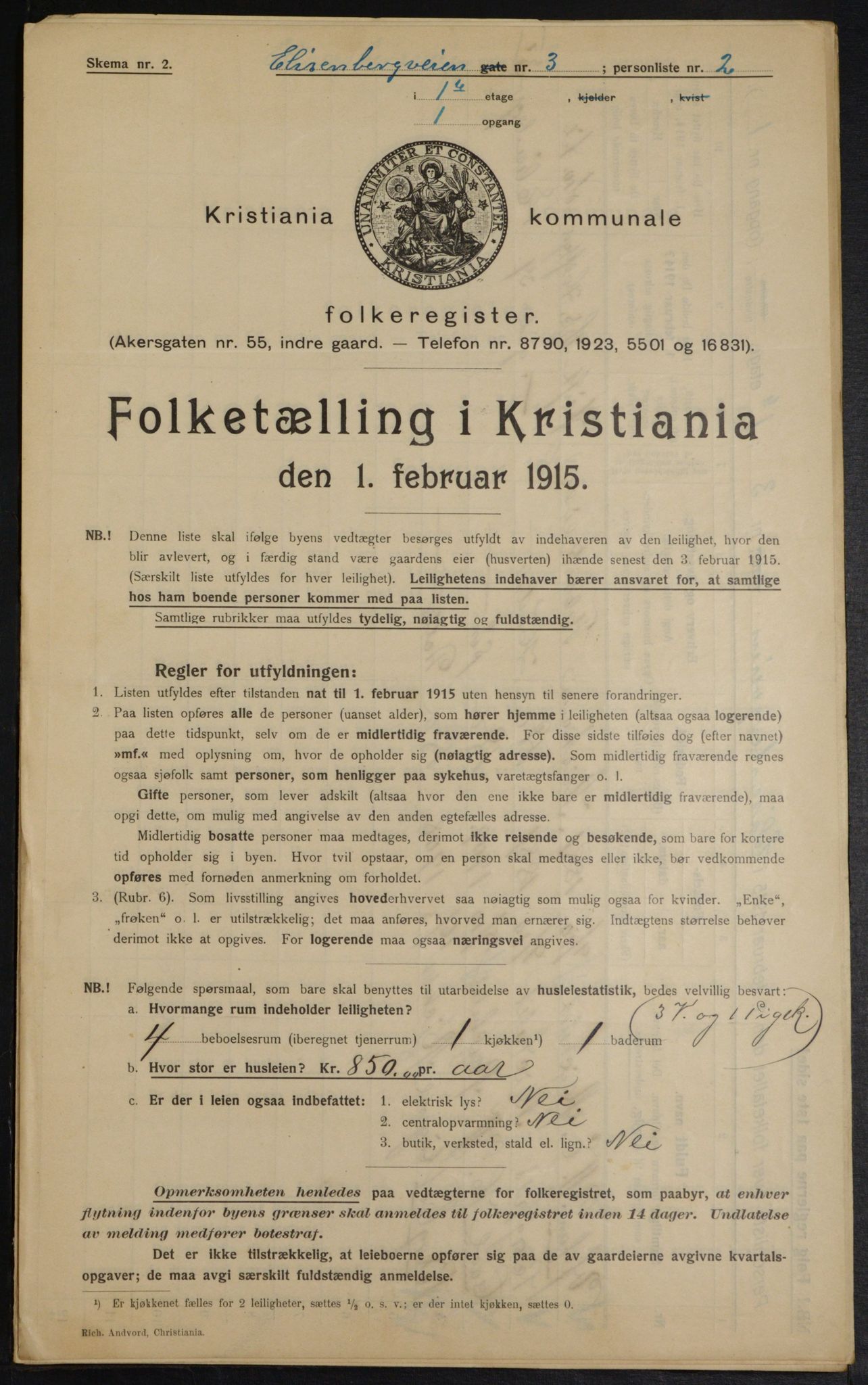 OBA, Municipal Census 1915 for Kristiania, 1915, p. 20008