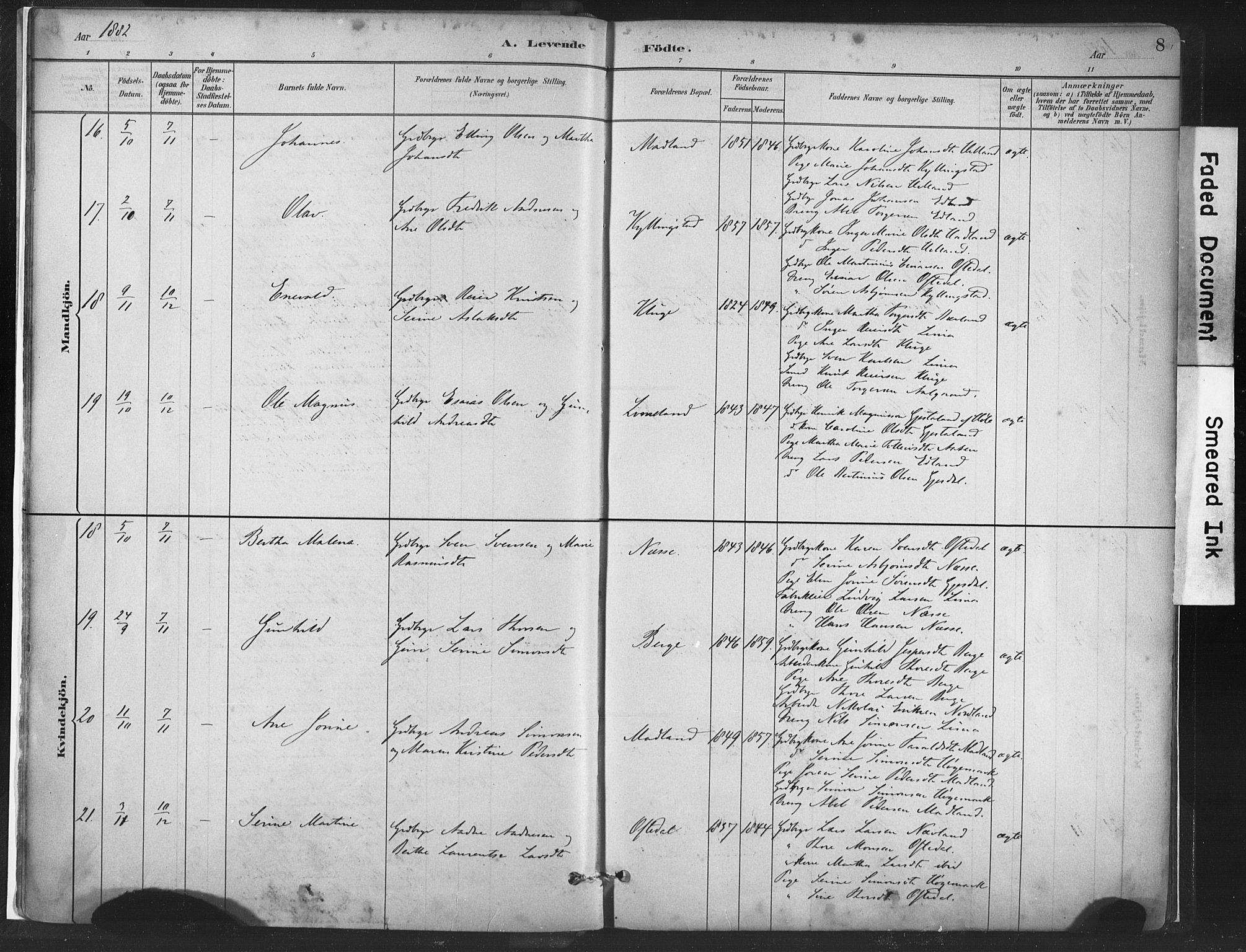 Lye sokneprestkontor, AV/SAST-A-101794/001/30BA/L0010: Parish register (official) no. A 10, 1881-1896, p. 8