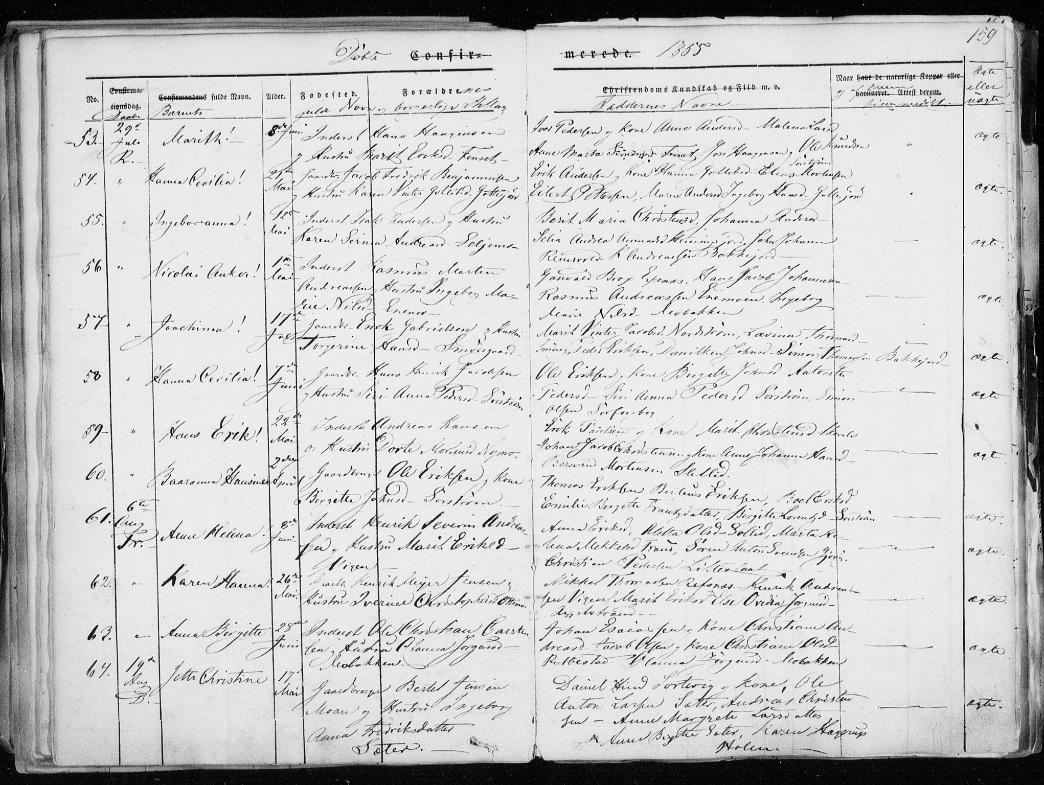Tranøy sokneprestkontor, SATØ/S-1313/I/Ia/Iaa/L0006kirke: Parish register (official) no. 6, 1844-1855, p. 159