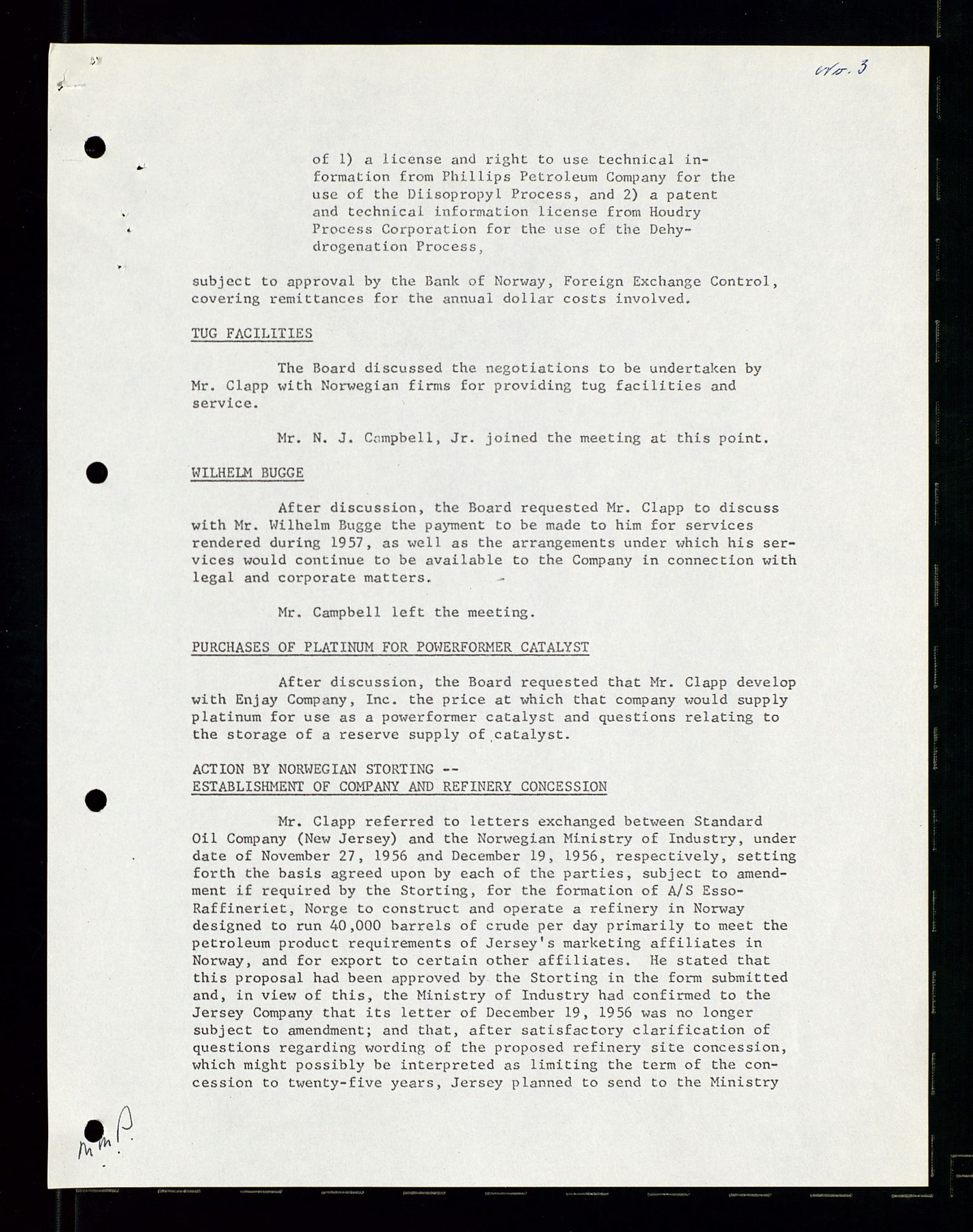 PA 1537 - A/S Essoraffineriet Norge, AV/SAST-A-101957/A/Aa/L0002/0001: Styremøter / Shareholder meetings, Board meeting minutes, 1957-1961, p. 164