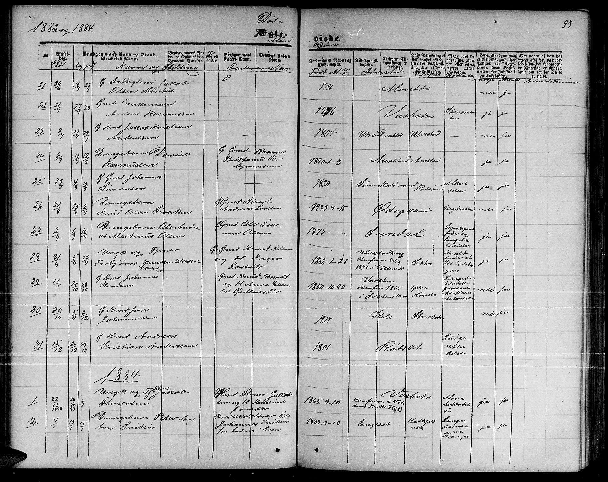 Ministerialprotokoller, klokkerbøker og fødselsregistre - Møre og Romsdal, AV/SAT-A-1454/511/L0157: Parish register (copy) no. 511C03, 1864-1884, p. 93