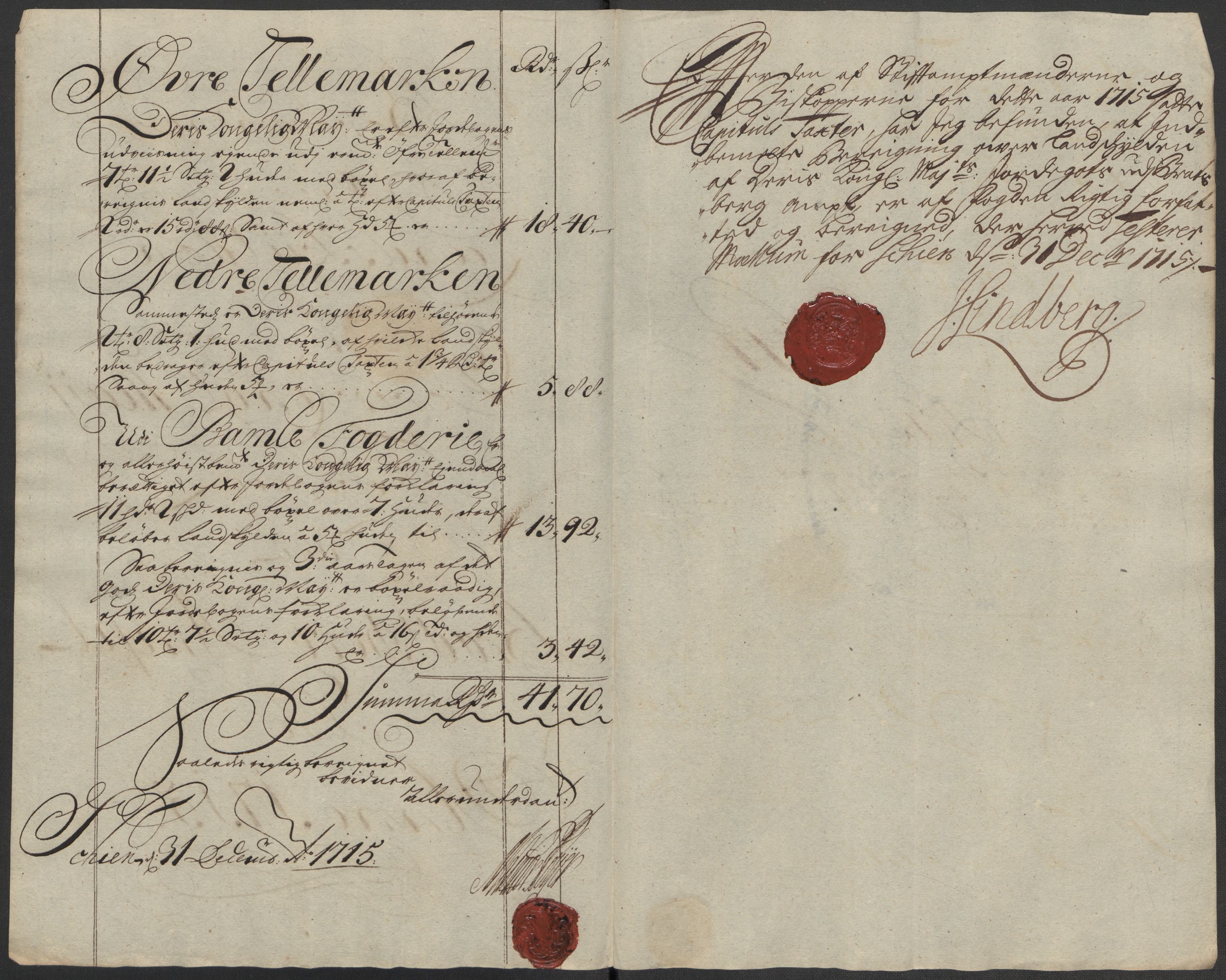 Rentekammeret inntil 1814, Reviderte regnskaper, Fogderegnskap, AV/RA-EA-4092/R36/L2127: Fogderegnskap Øvre og Nedre Telemark og Bamble, 1715, p. 175