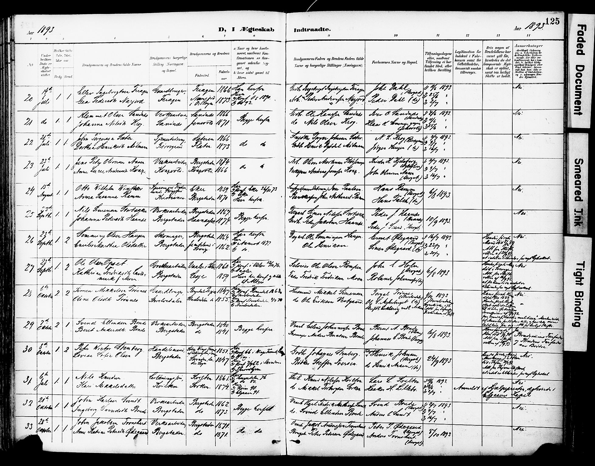 Ministerialprotokoller, klokkerbøker og fødselsregistre - Sør-Trøndelag, SAT/A-1456/681/L0935: Parish register (official) no. 681A13, 1890-1898, p. 125