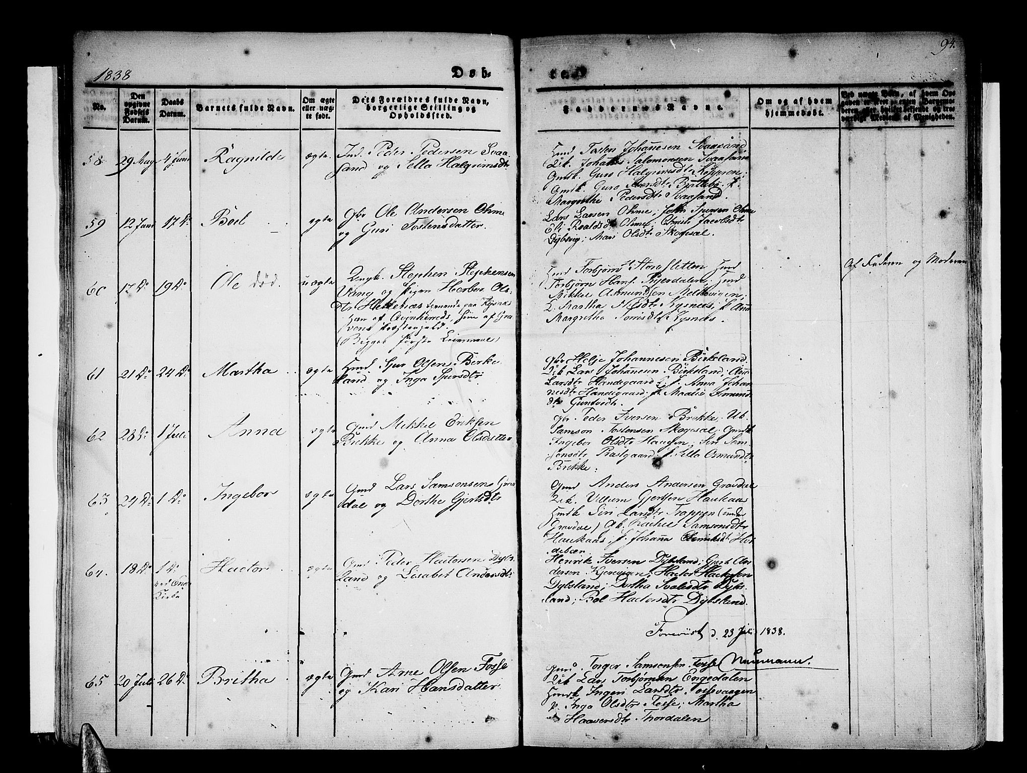 Strandebarm sokneprestembete, AV/SAB-A-78401/H/Haa: Parish register (official) no. A 6, 1826-1843, p. 94