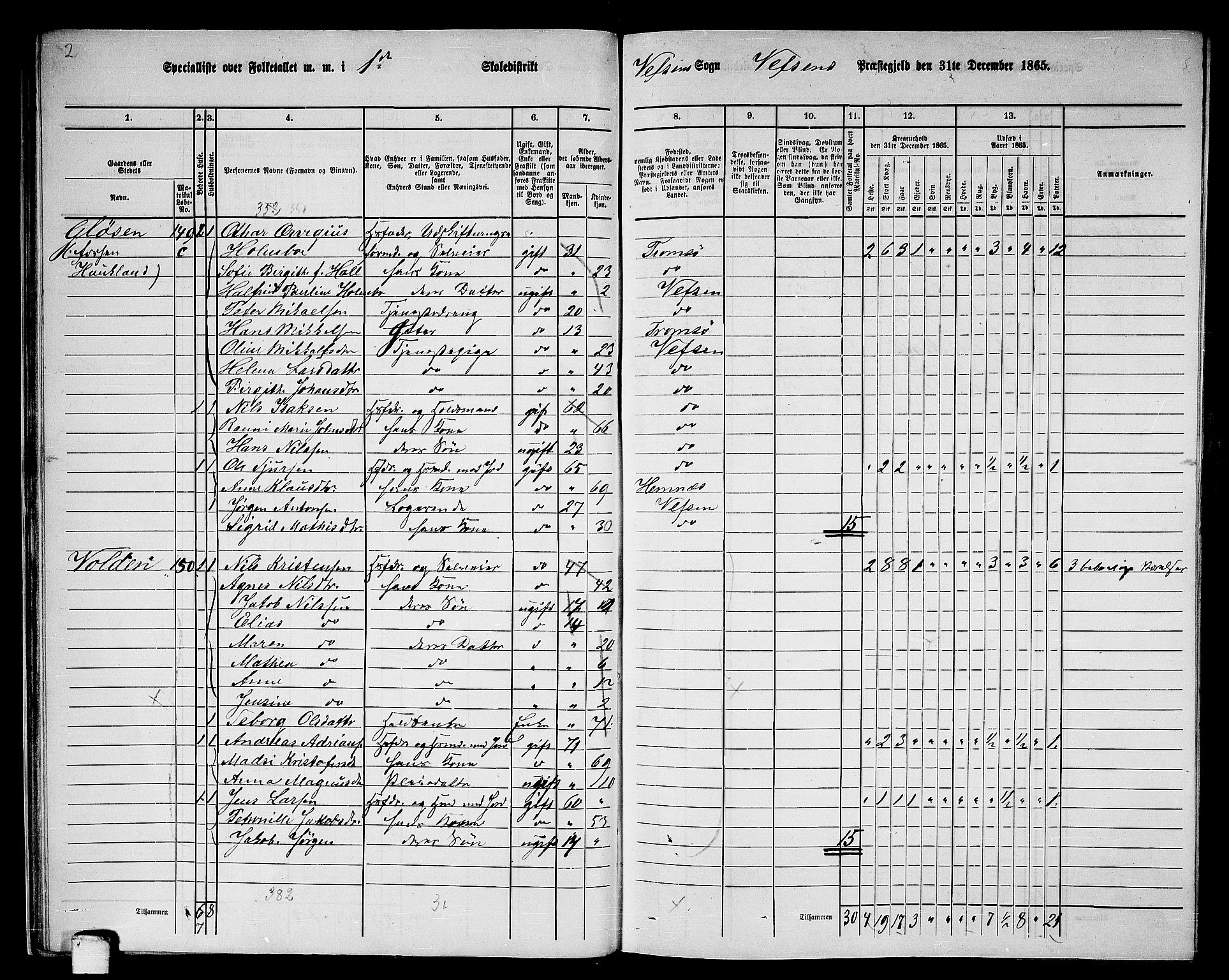 RA, 1865 census for Vefsn, 1865, p. 29